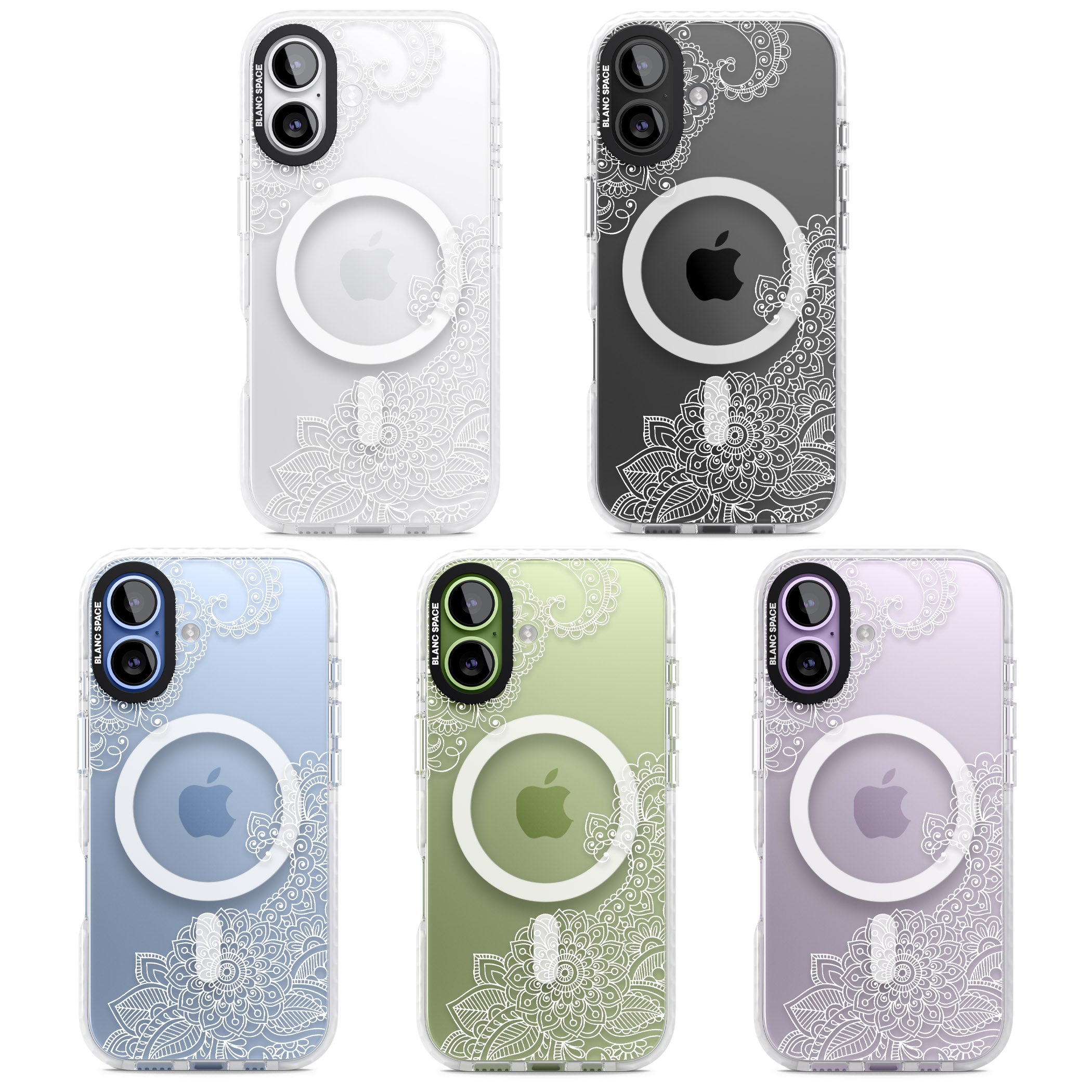 White Henna Botanicals iPhone 17 Impact Pro Clear Phone Case APT Impact Protection