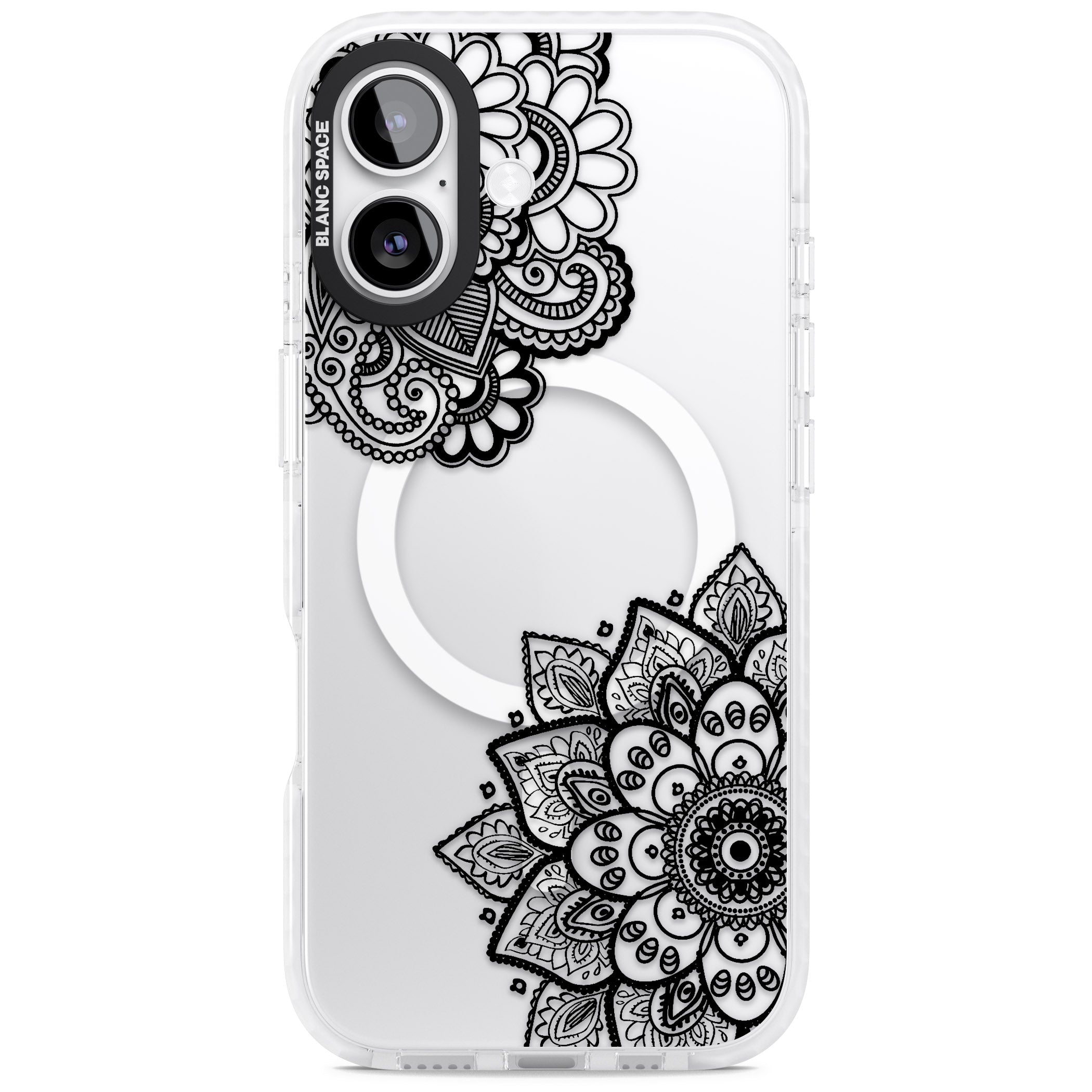 Black Henna Florals iPhone 17 Impact Pro Clear Phone Case
