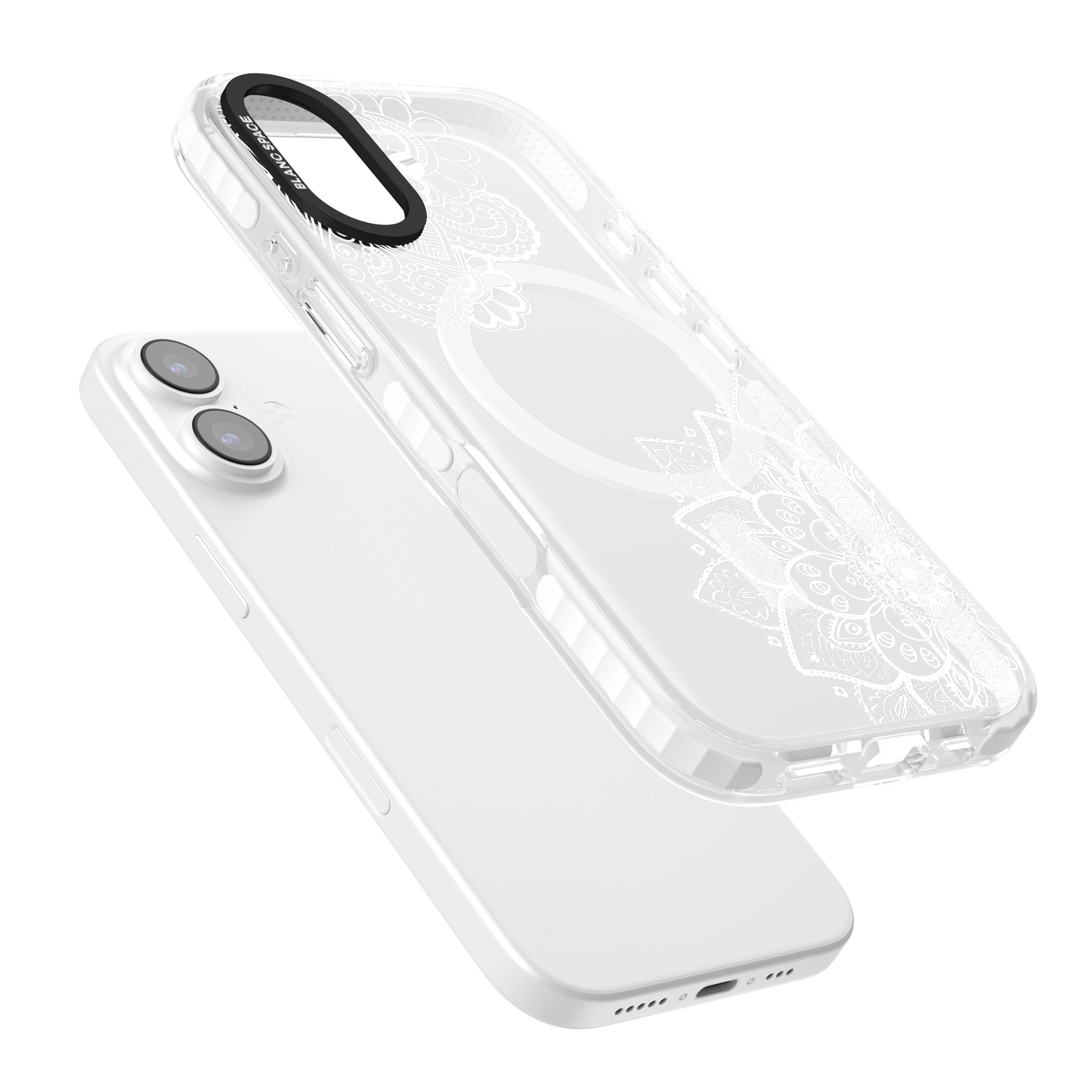 White Henna Florals iPhone 17 Impact Pro Clear Phone Case Colours