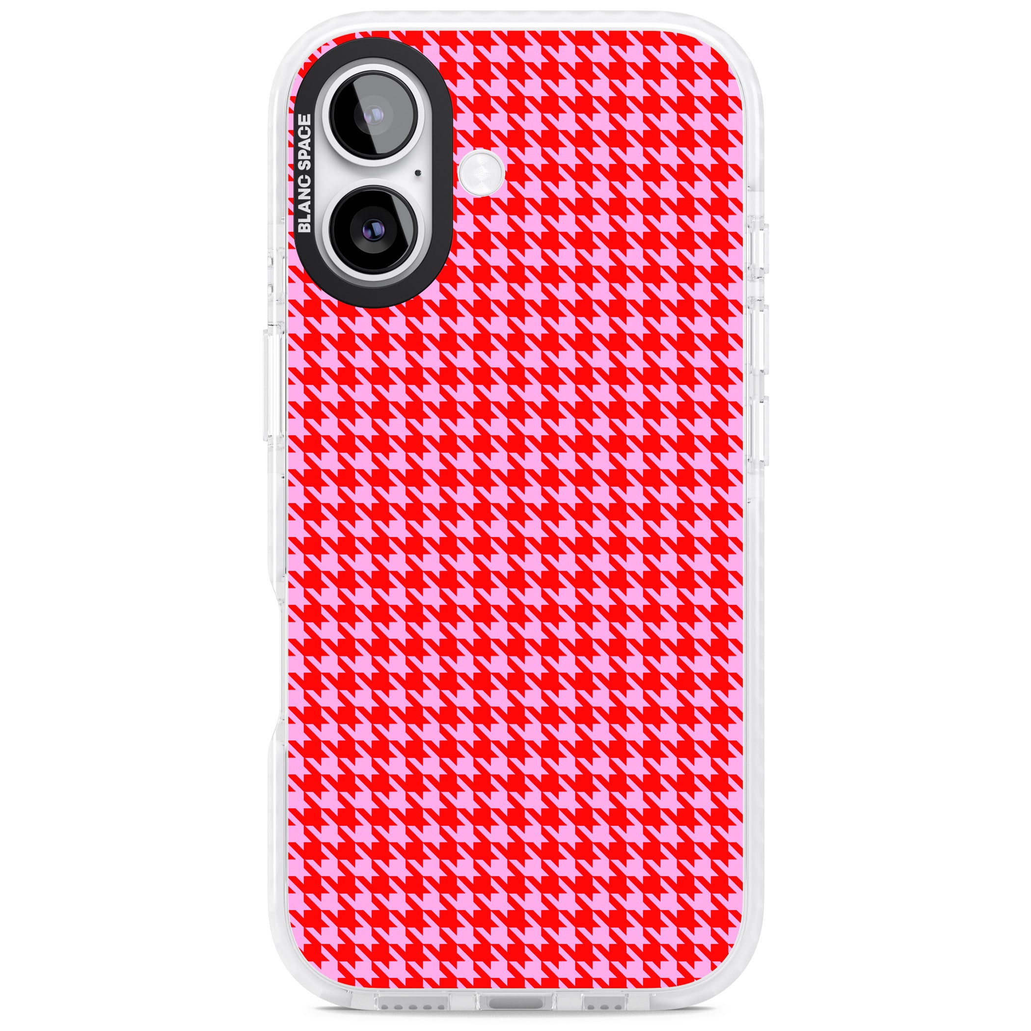 Neon Pink & Red Houndstooth iPhone 17 Impact Pro Clear Phone Case