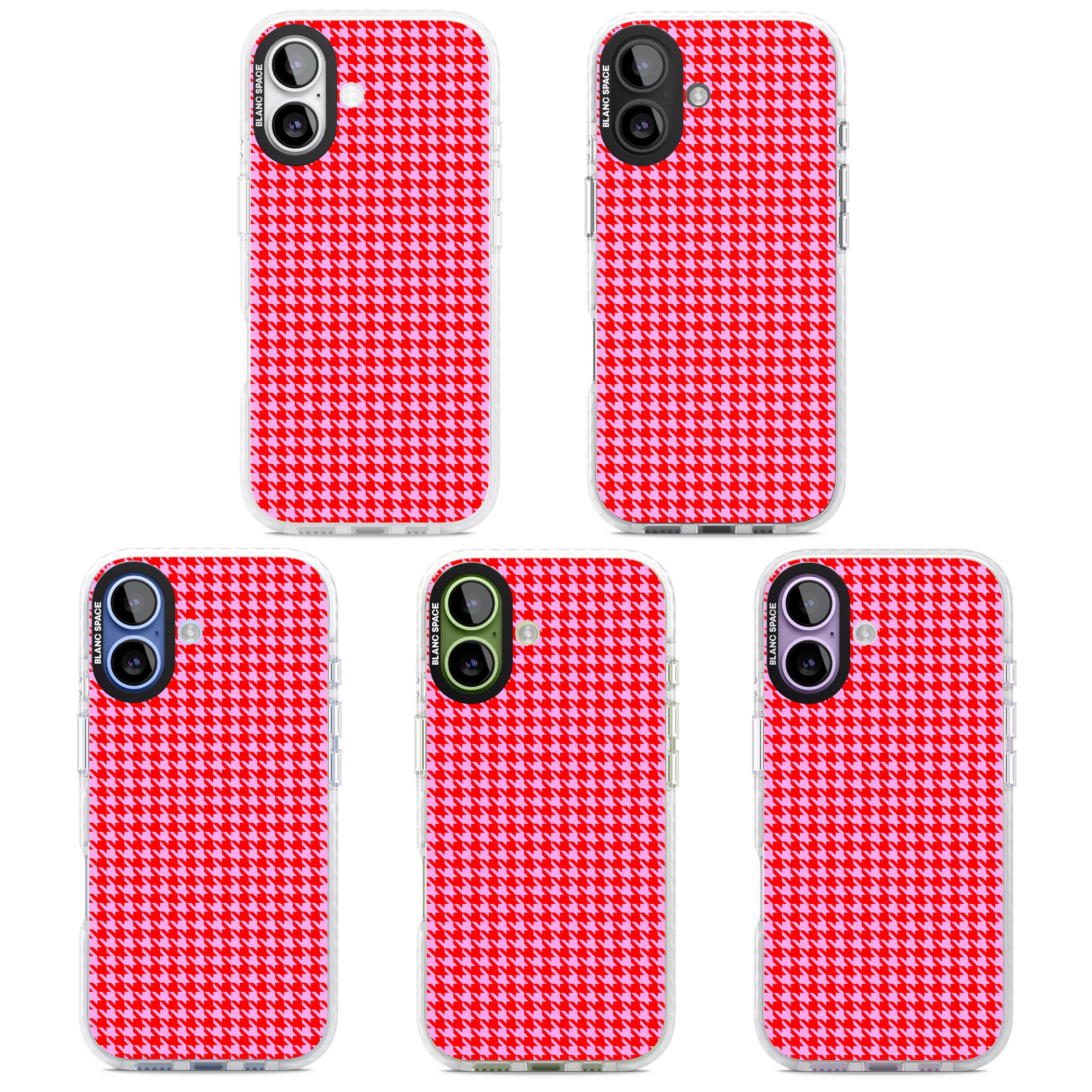 Neon Pink & Red Houndstooth iPhone 17 Impact Pro Clear Phone Case APT Impact Protection
