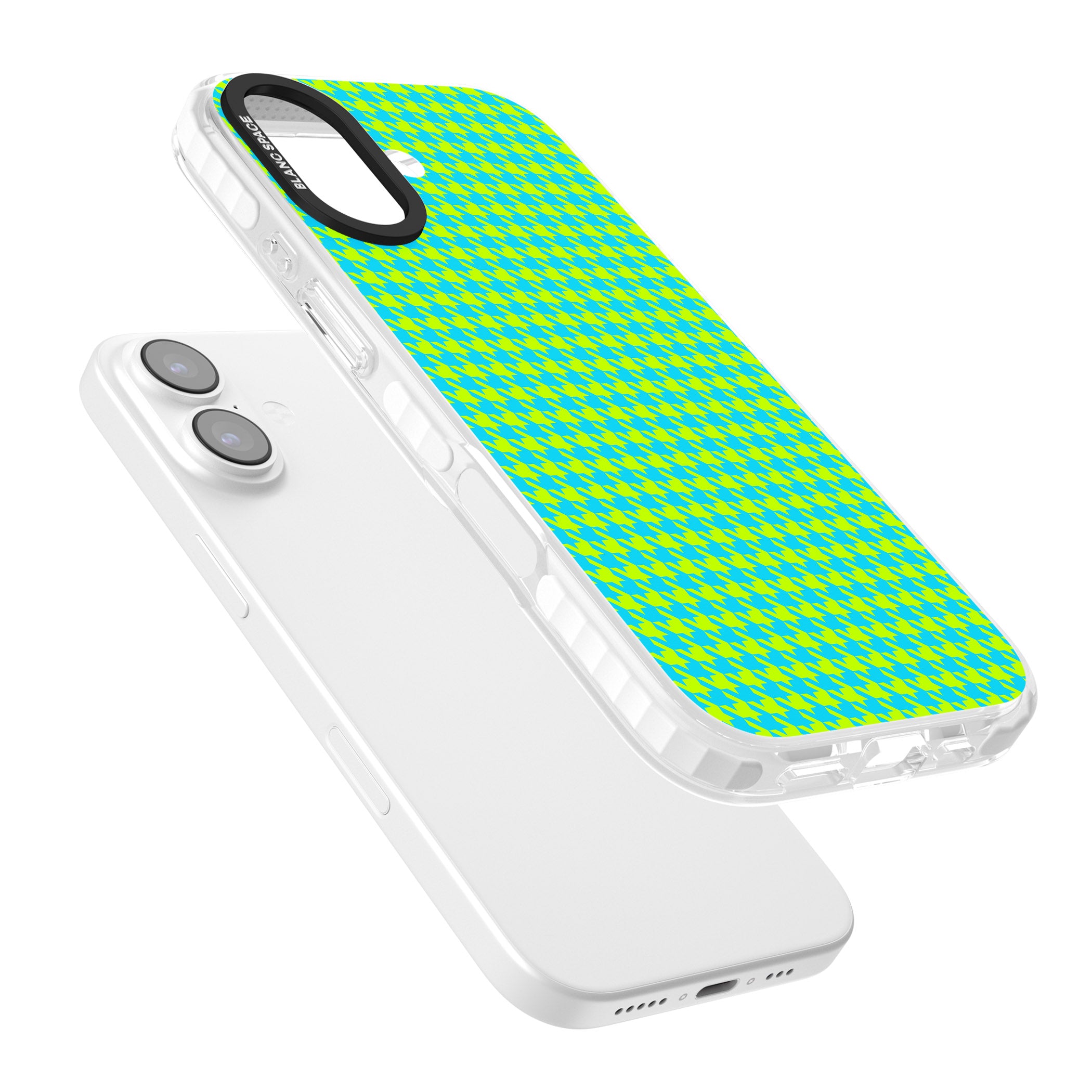 Neon Lime & Turquoise Houndstooth iPhone 17 Impact Pro Clear Phone Case Colours