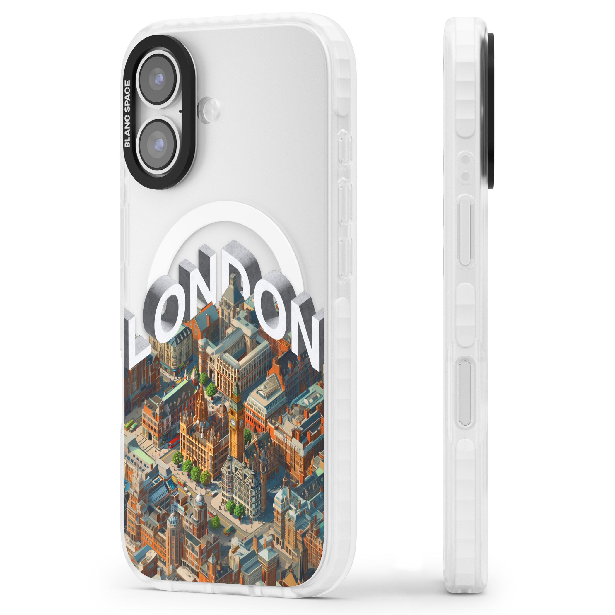 London iPhone 17 Impact Pro Clear Phone Case Side Profile
