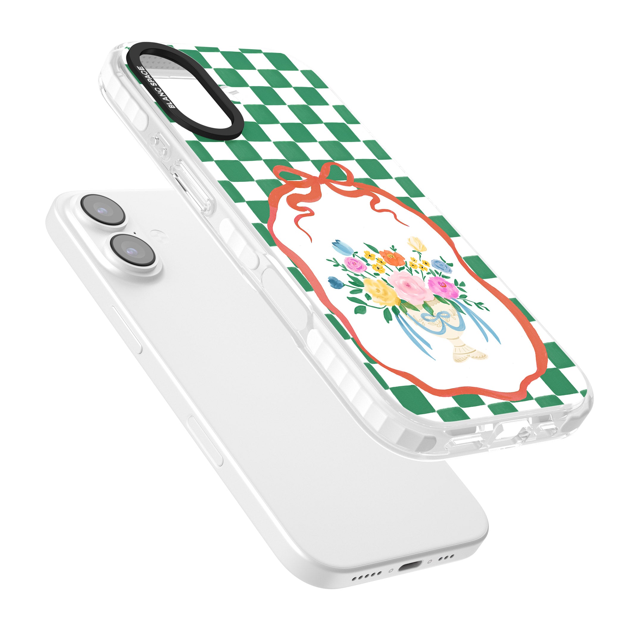 Green Checked Bouquet iPhone 17 Impact Pro Clear Phone Case Colours