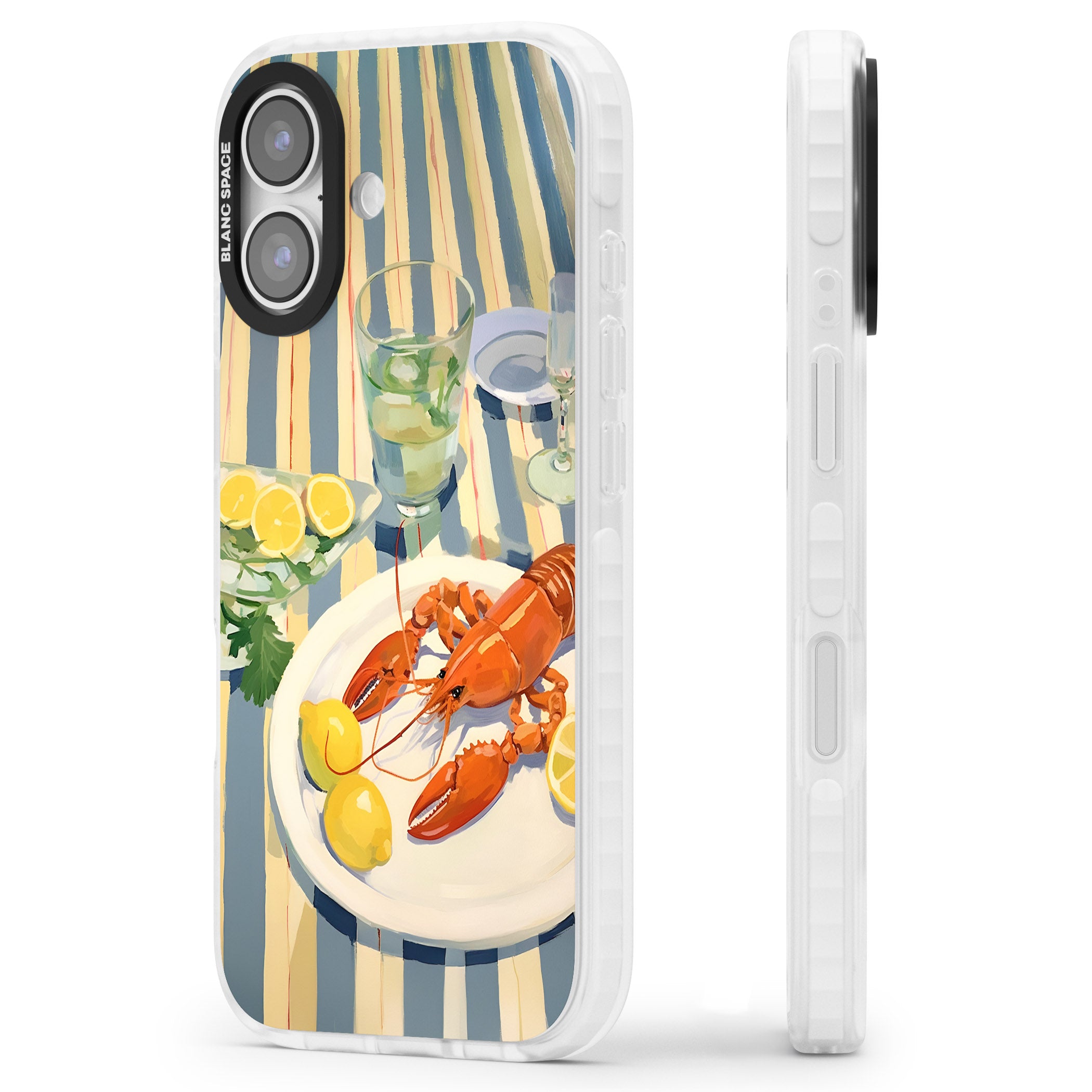 Lobster & Lemons iPhone 17 Impact Pro Clear Phone Case Side Profile