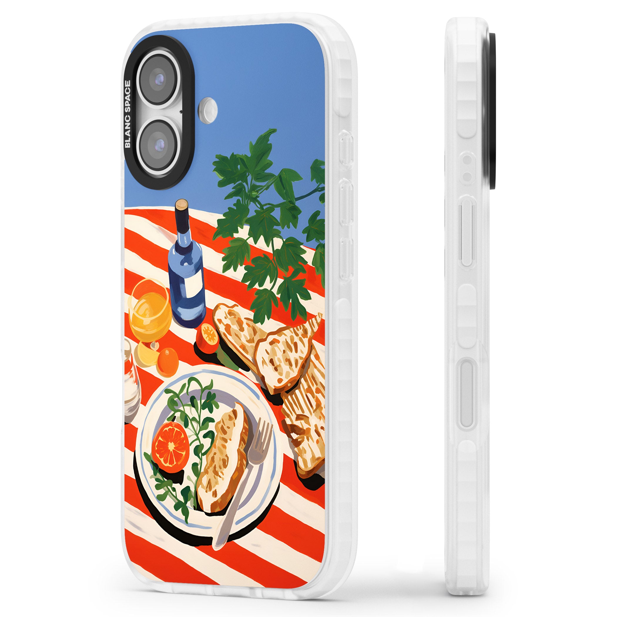 Mediterranean Lunch Table iPhone 17 Impact Pro Clear Phone Case Side Profile