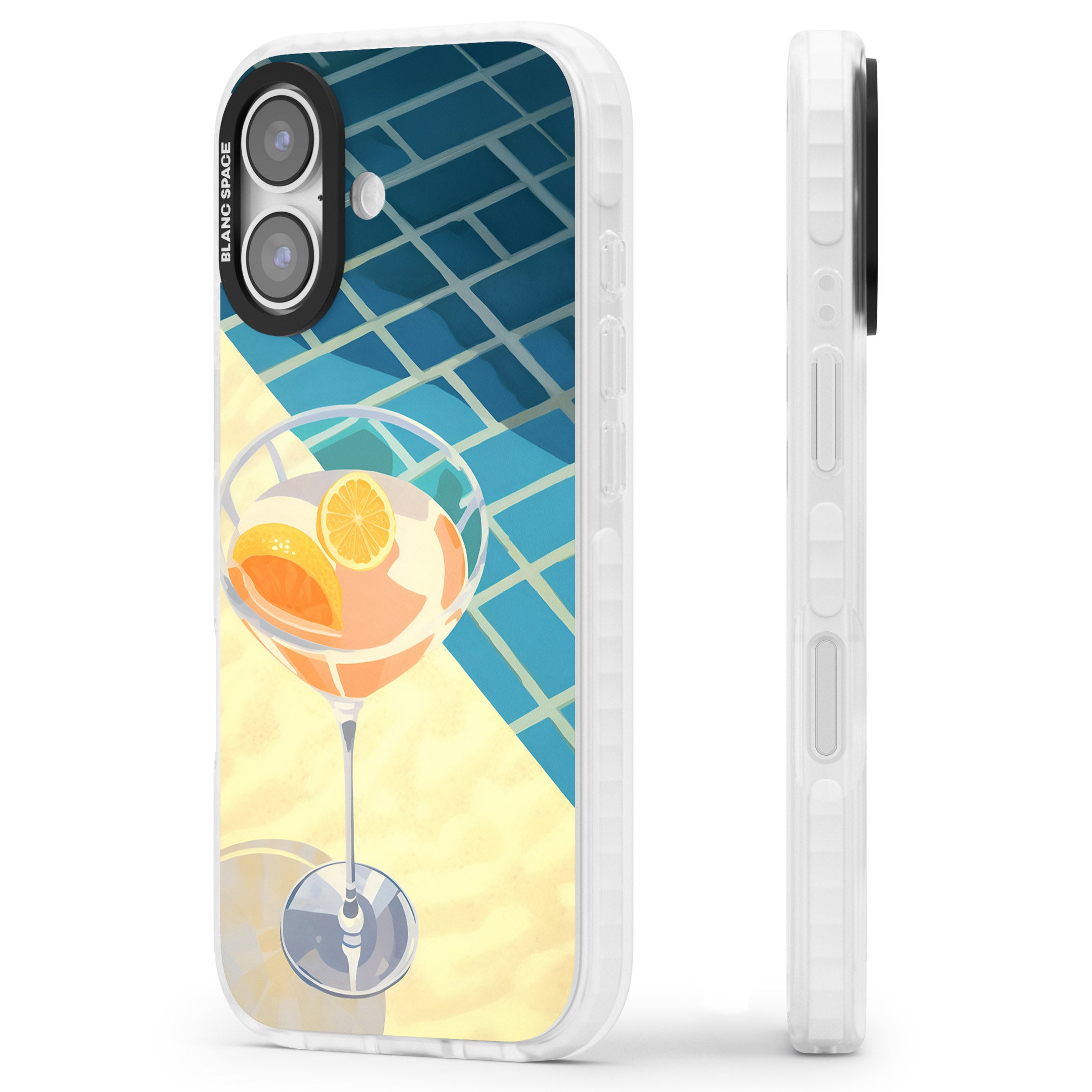 Poolside Citrus Cocktail iPhone 17 Impact Pro Clear Phone Case Side Profile