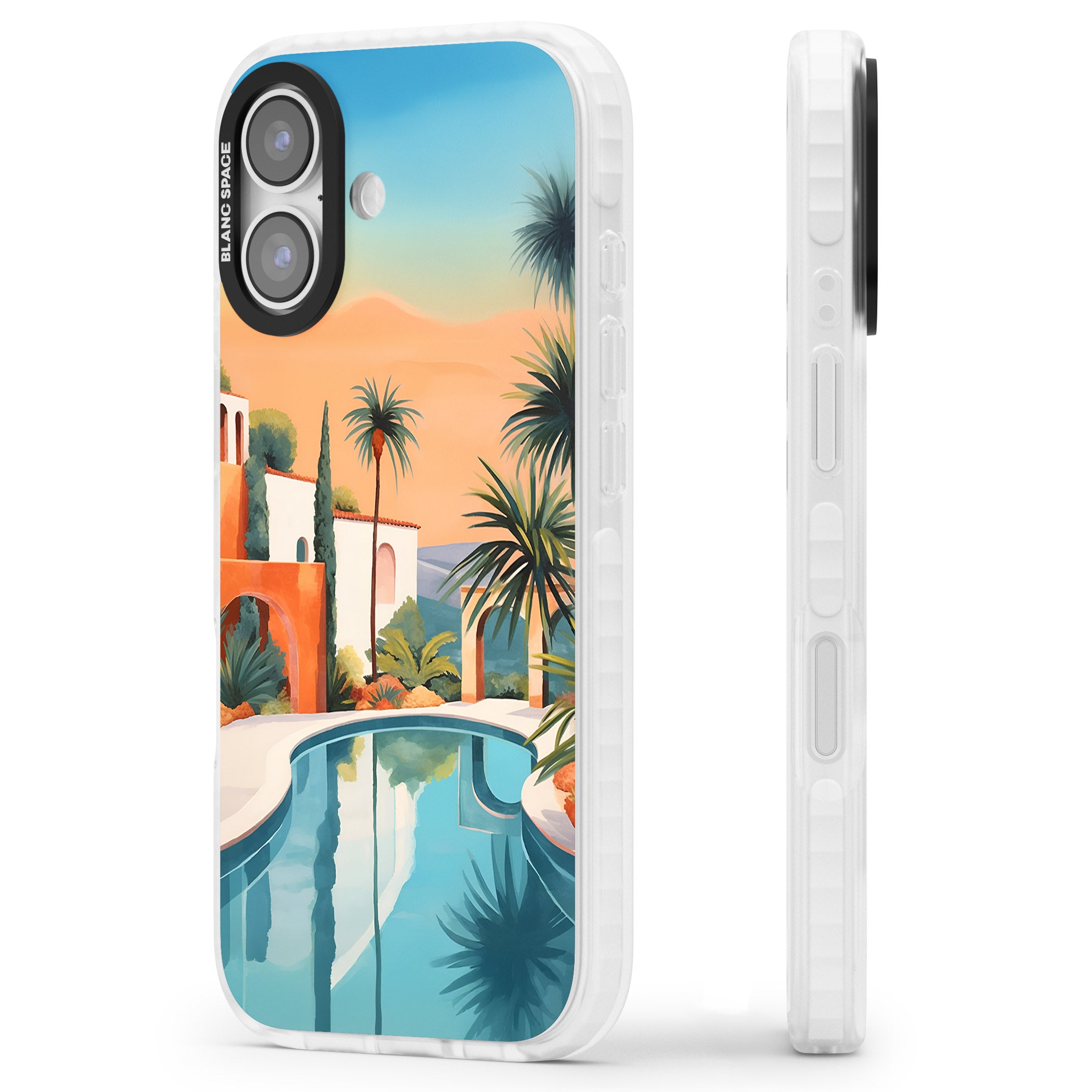 Villa Sunset iPhone 17 Impact Pro Clear Phone Case Side Profile