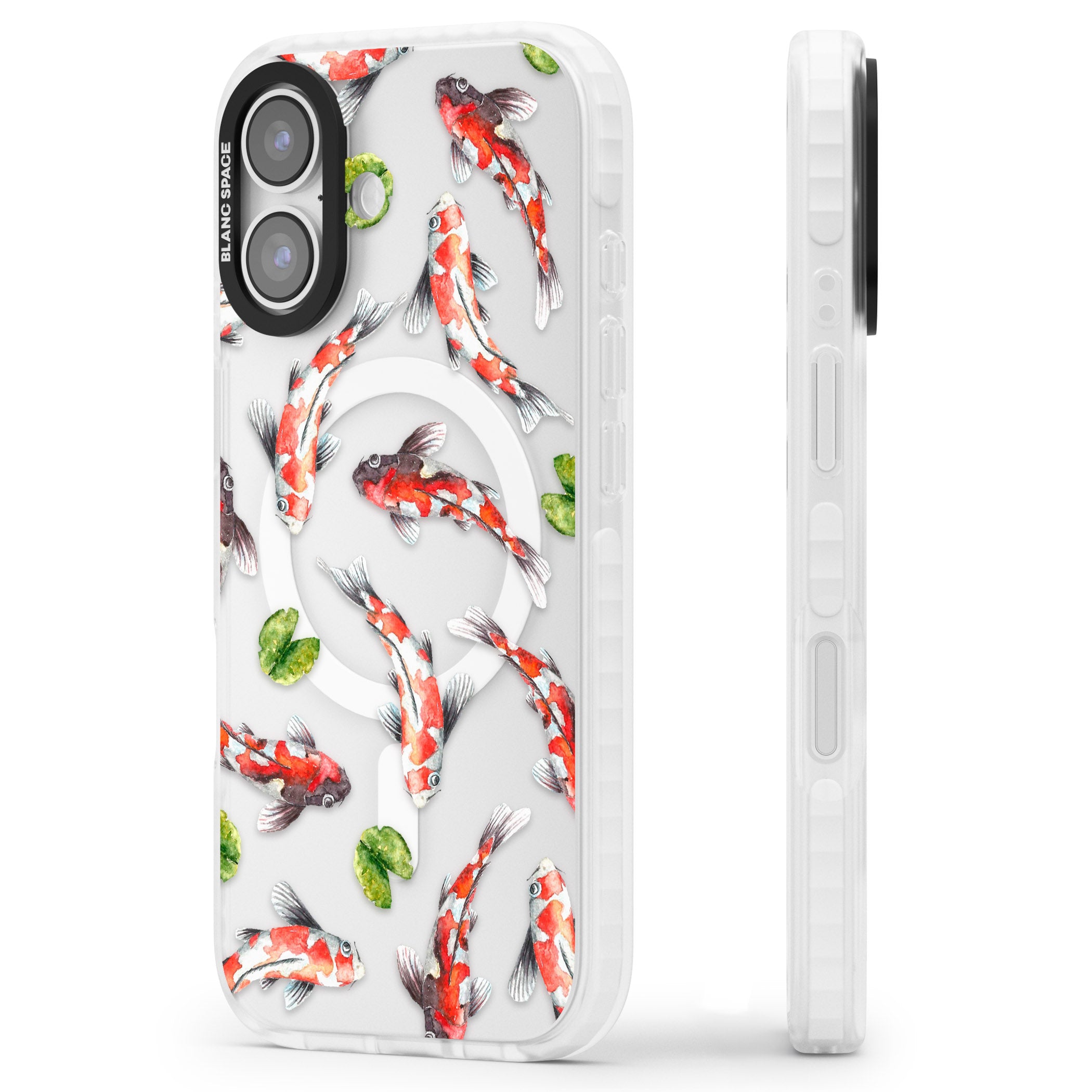 Koi Fish Watercolour iPhone 17 Impact Pro Clear Phone Case Side Profile