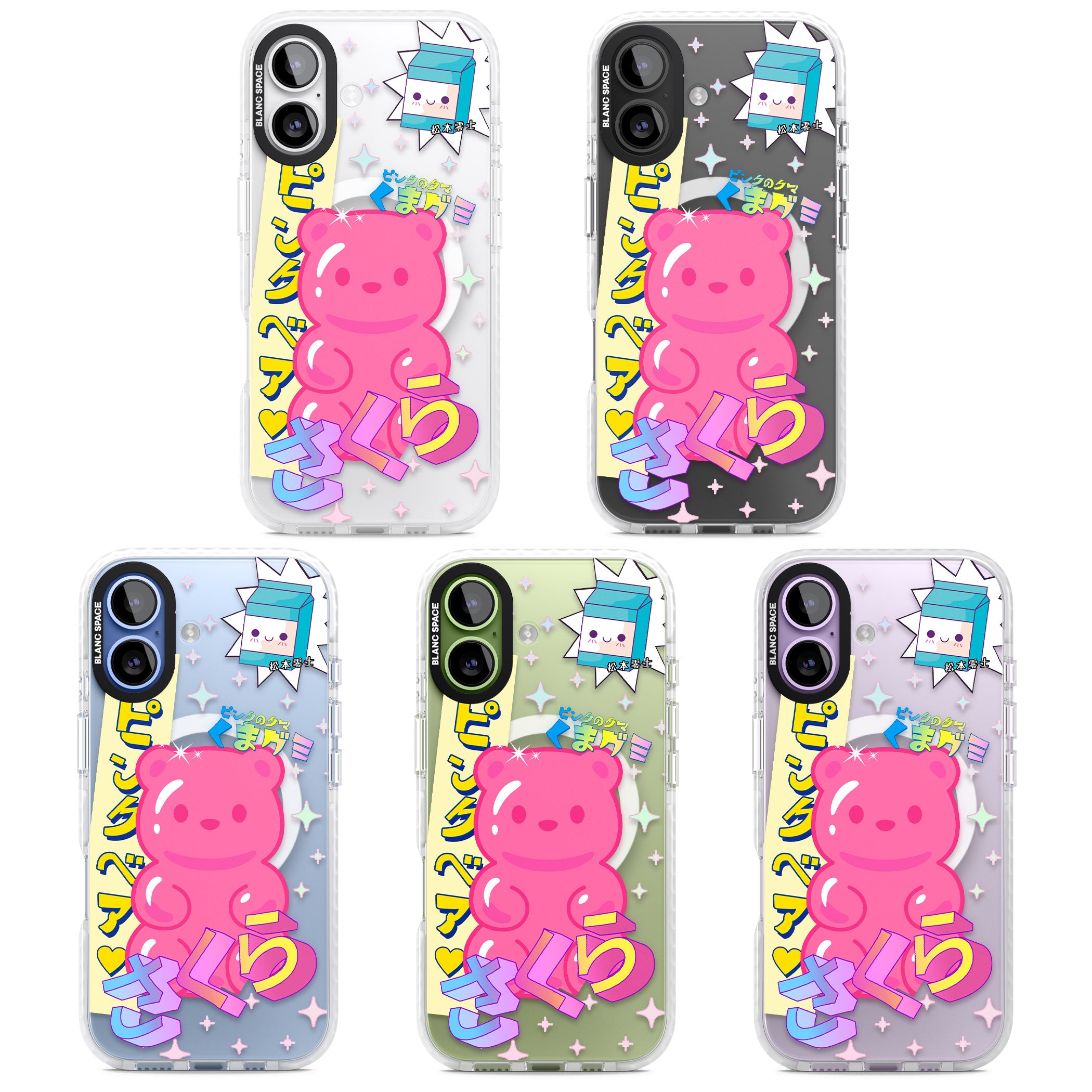 Kawaii Pink Bear Collage iPhone 17 Impact Pro Clear Phone Case APT Impact Protection