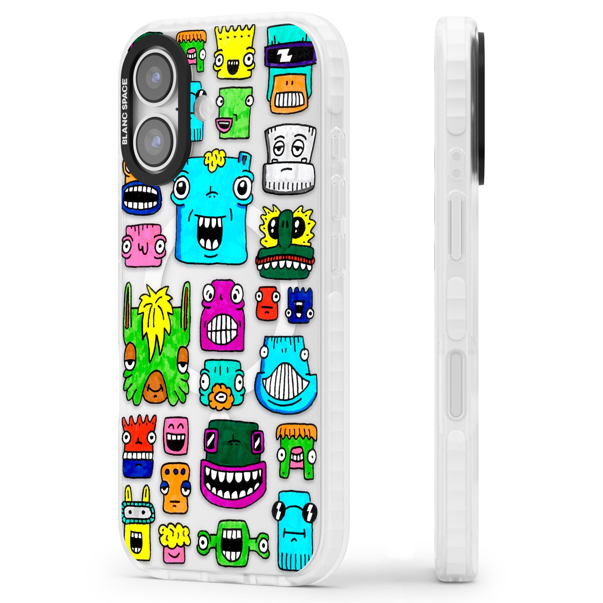 Burst Heads Colour iPhone 17 Impact Pro Clear Phone Case Side Profile