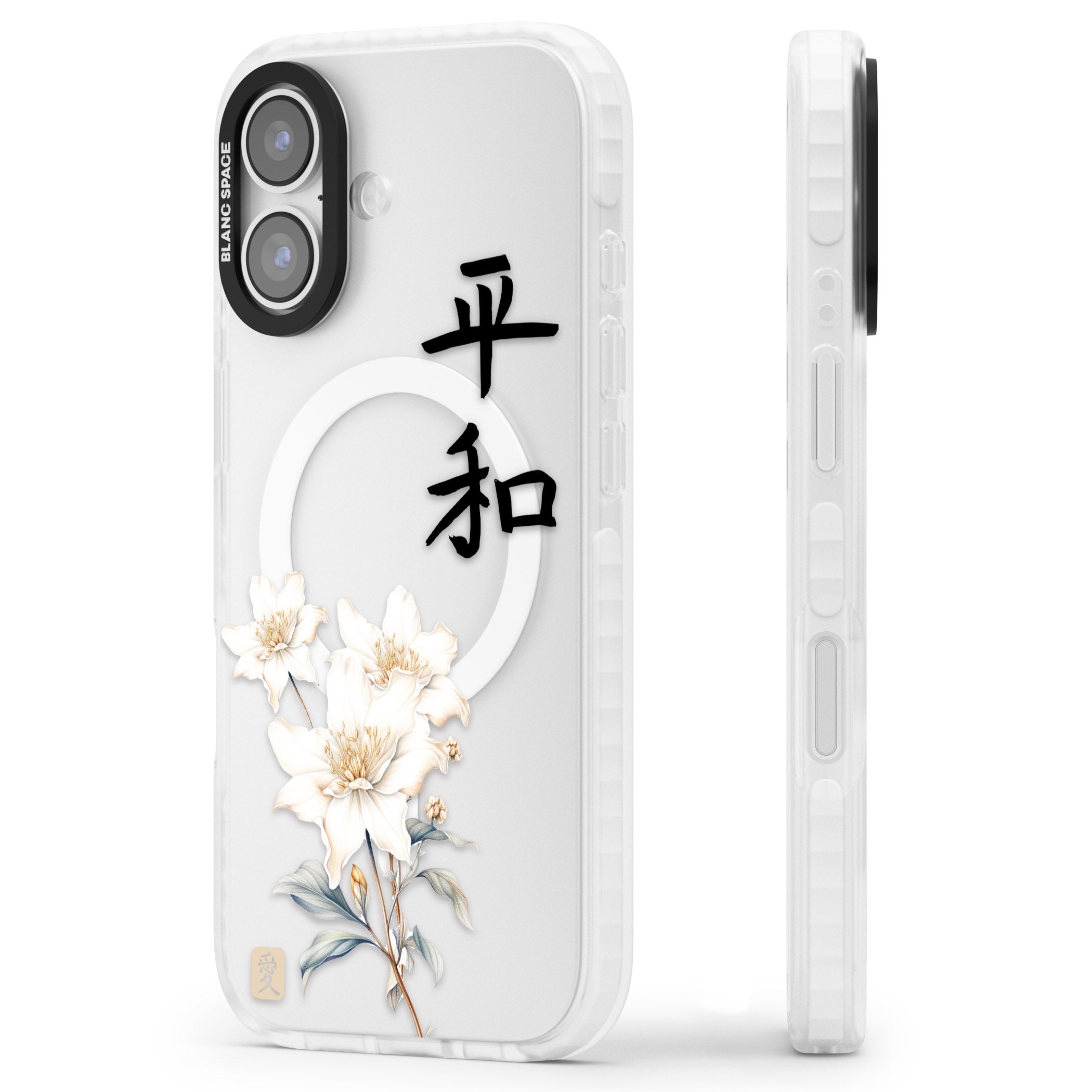 Peace And Flowers iPhone 17 Impact Pro Clear Phone Case Side Profile