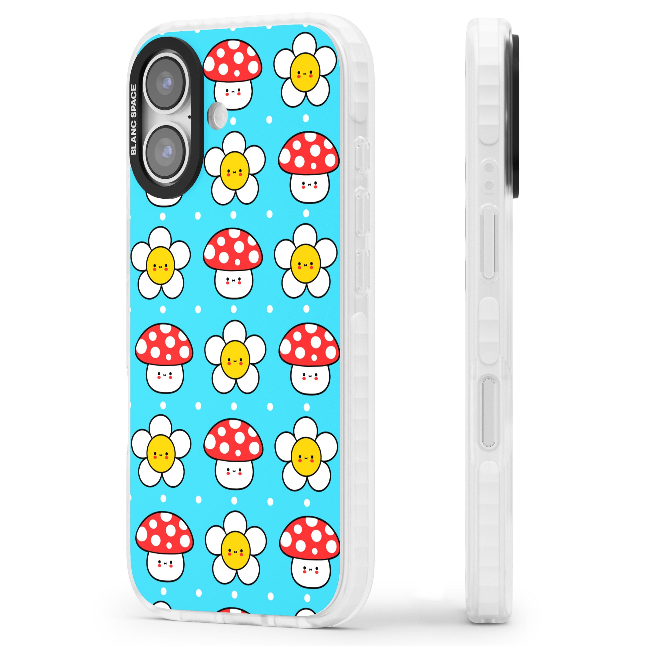 Shroom Bunnies Kawaii Pattern iPhone 17 Impact Pro Clear Phone Case Side Profile