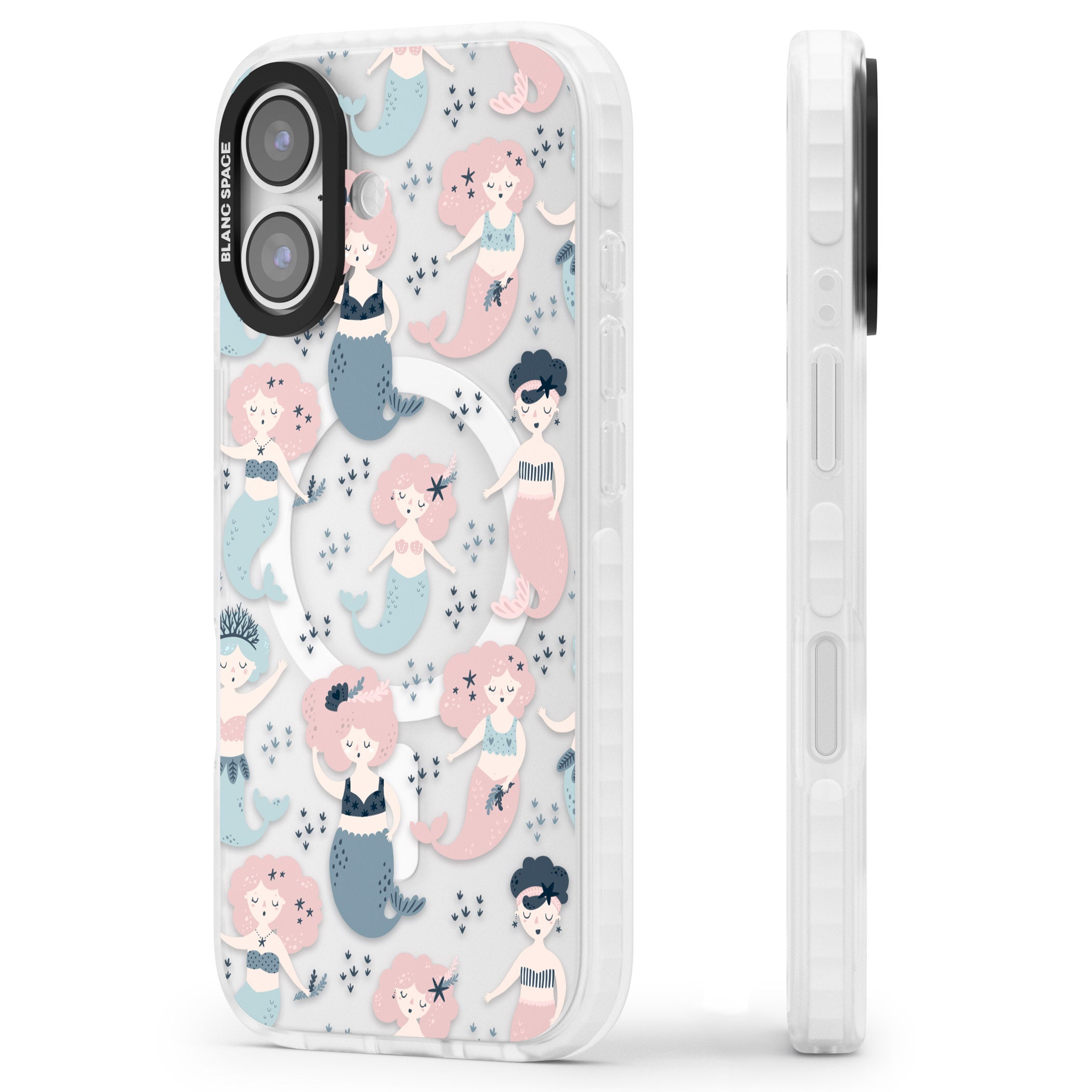 Under The Sea Mermaids (Clear) iPhone 17 Impact Pro Clear Phone Case Side Profile