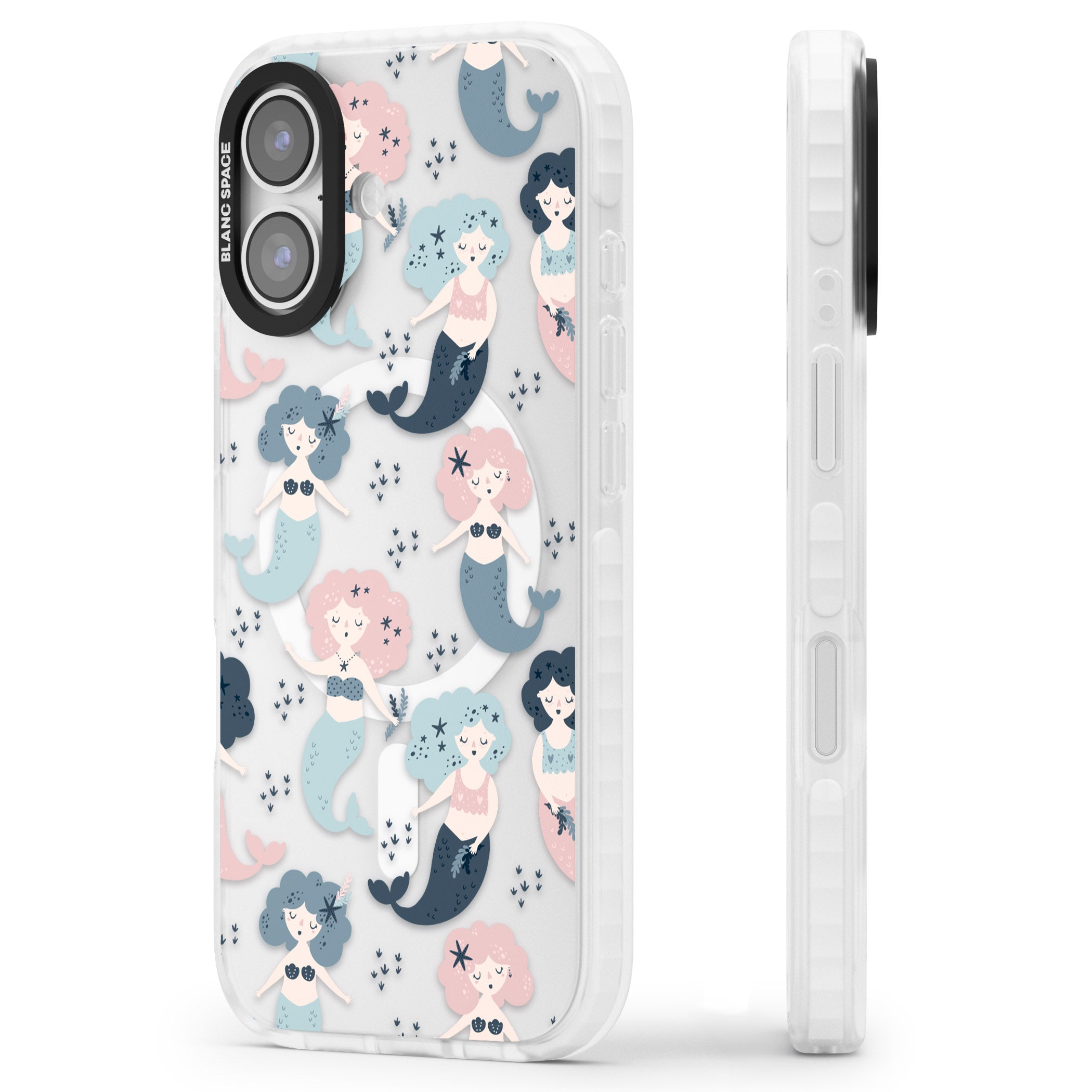 Pastel Mermaids iPhone 17 Impact Pro Clear Phone Case Side Profile