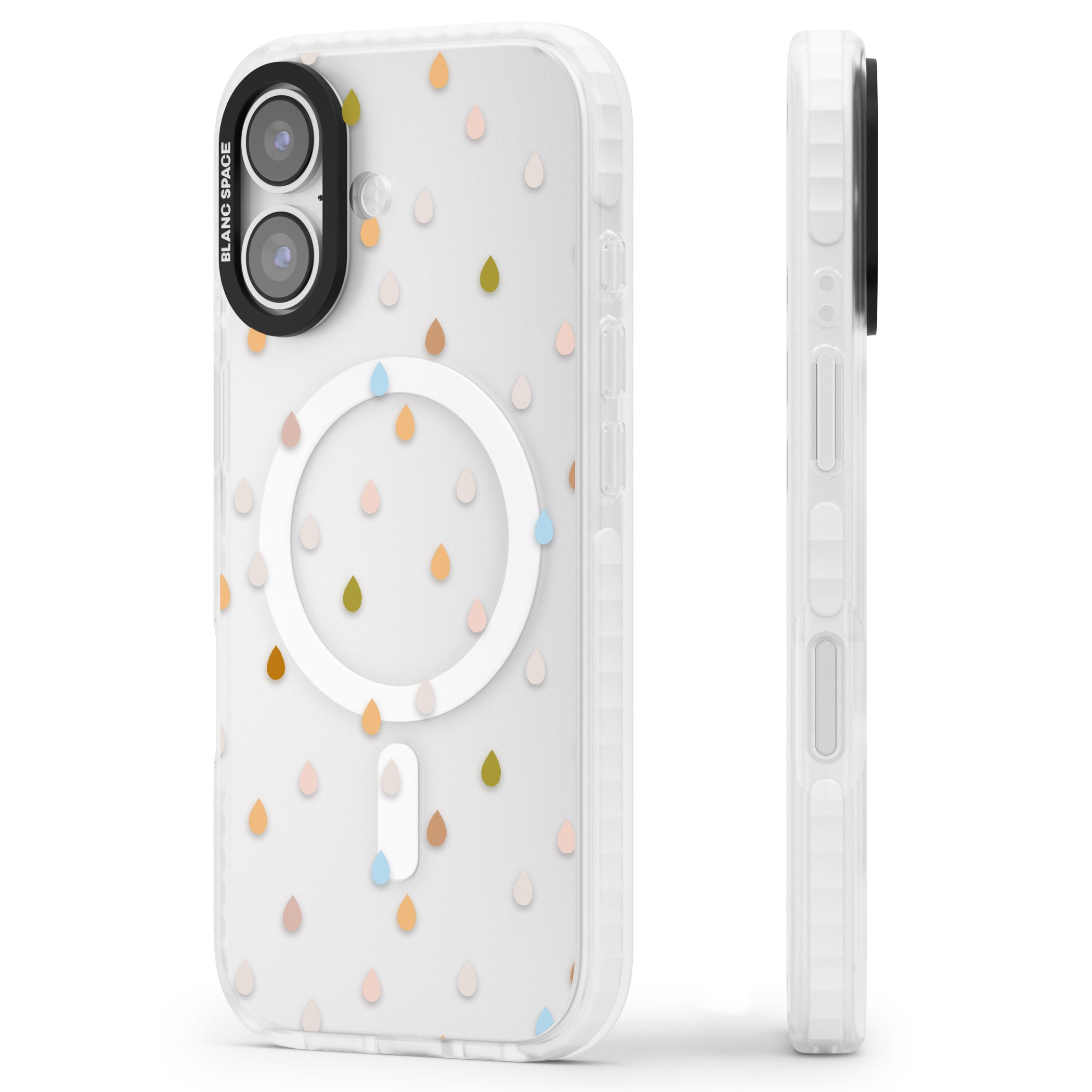 Pastel Raindrops iPhone 17 Impact Pro Clear Phone Case Side Profile
