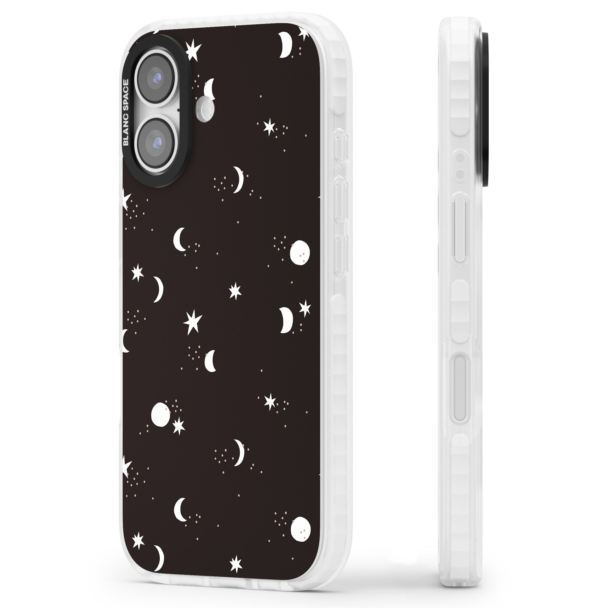 Funky Moons & Stars iPhone 17 Impact Pro Clear Phone Case Side Profile