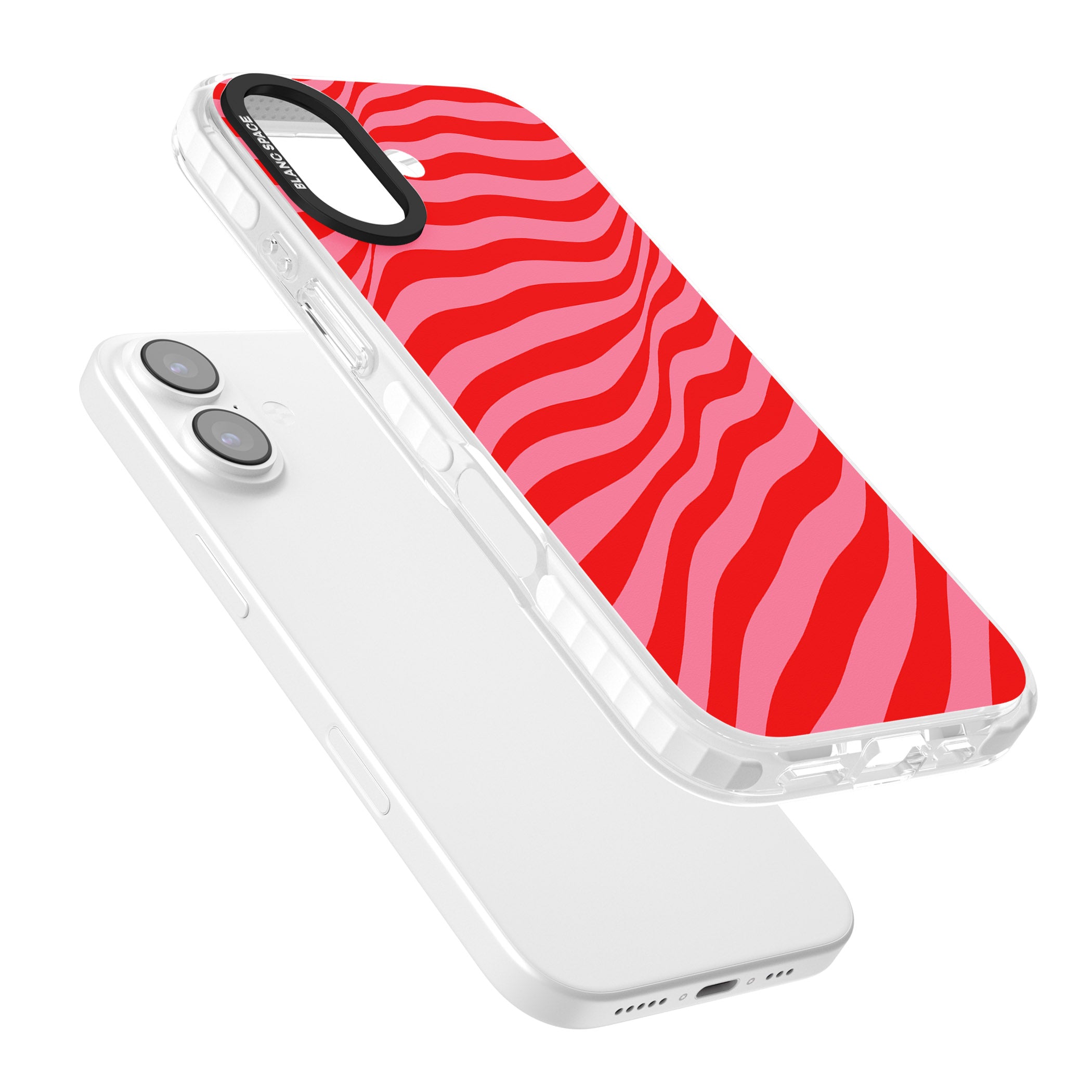 Pink & Red Distorted Line iPhone 17 Impact Pro Clear Phone Case Colours