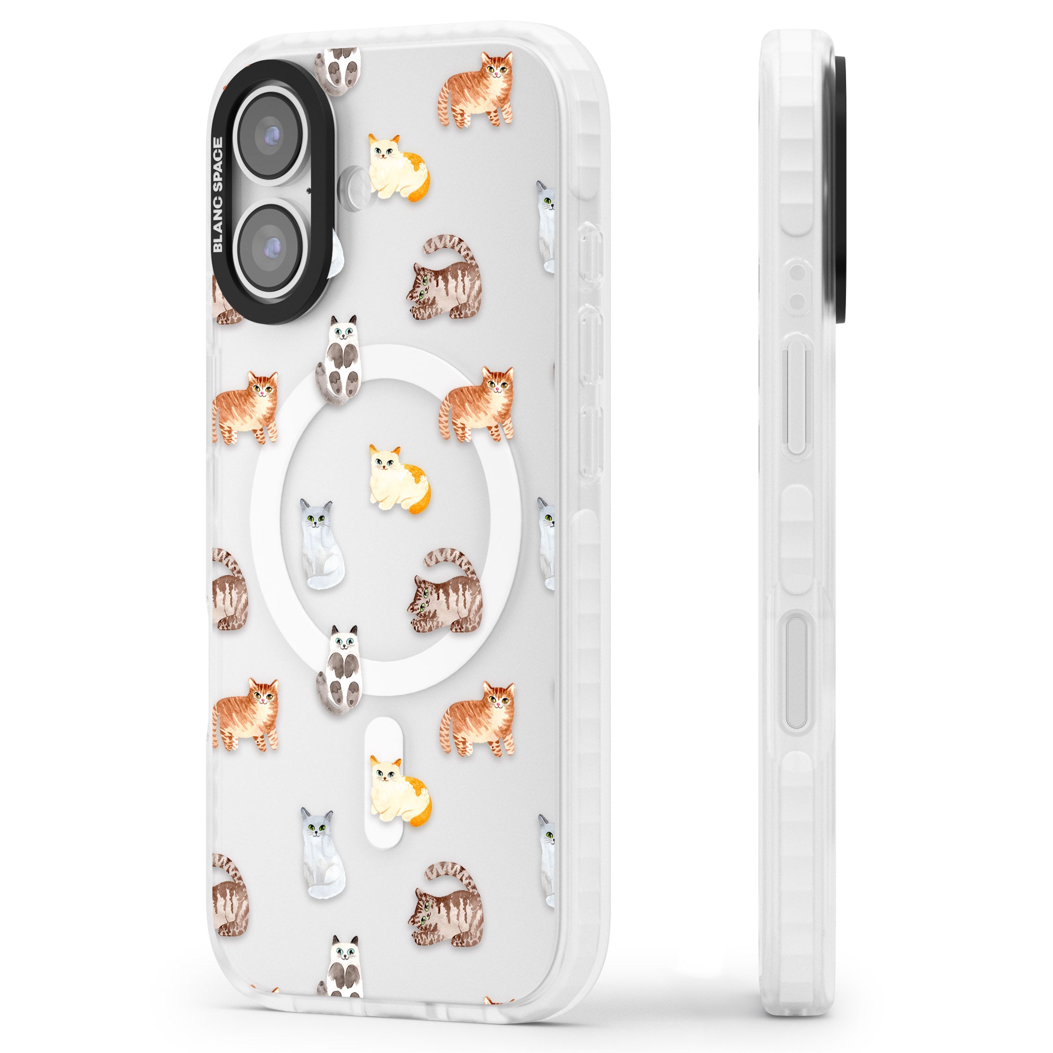 Cute Cat Pattern Classic iPhone 17 Impact Pro Clear Phone Case Side Profile
