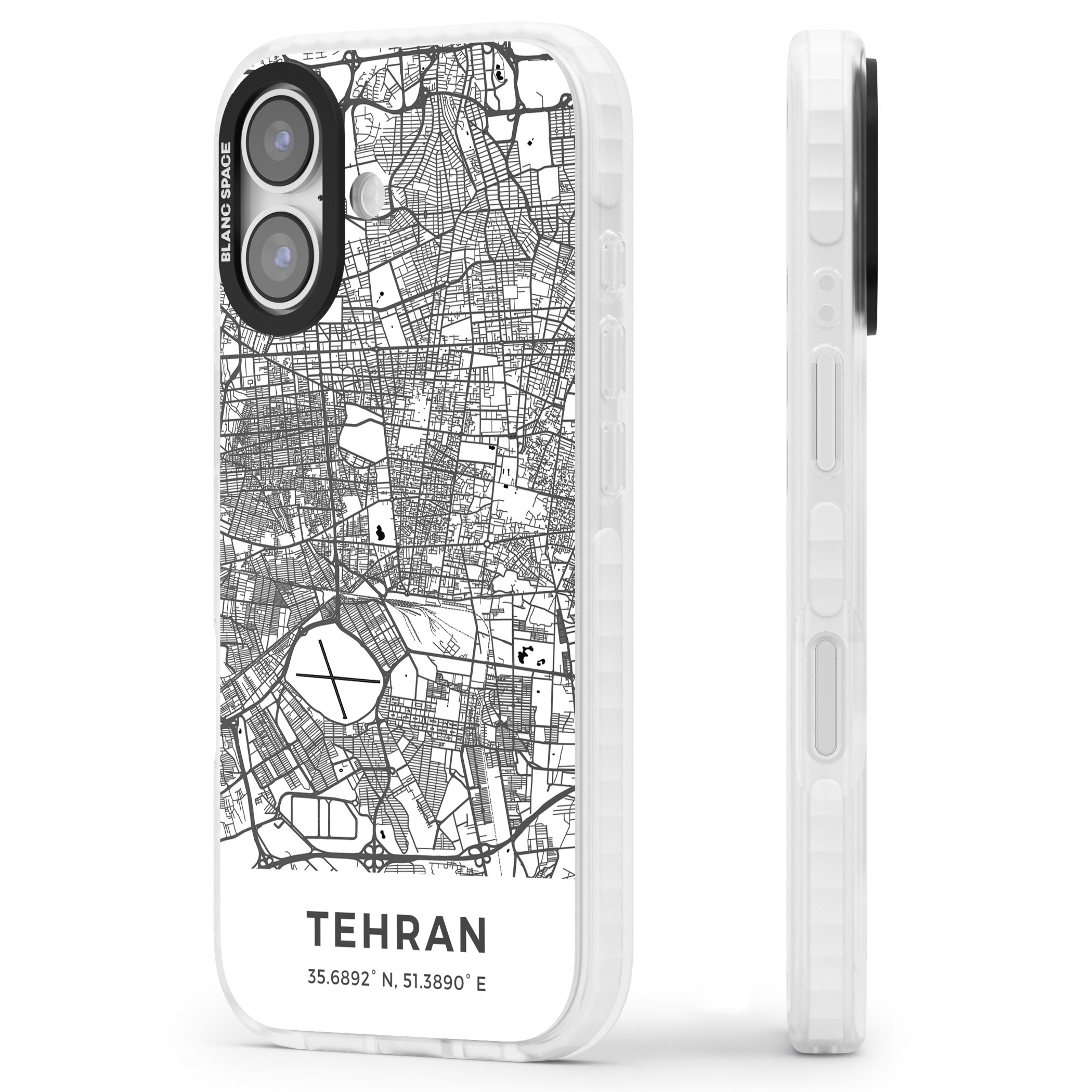 Tehran Map iPhone 17 Impact Pro Clear Phone Case Side Profile