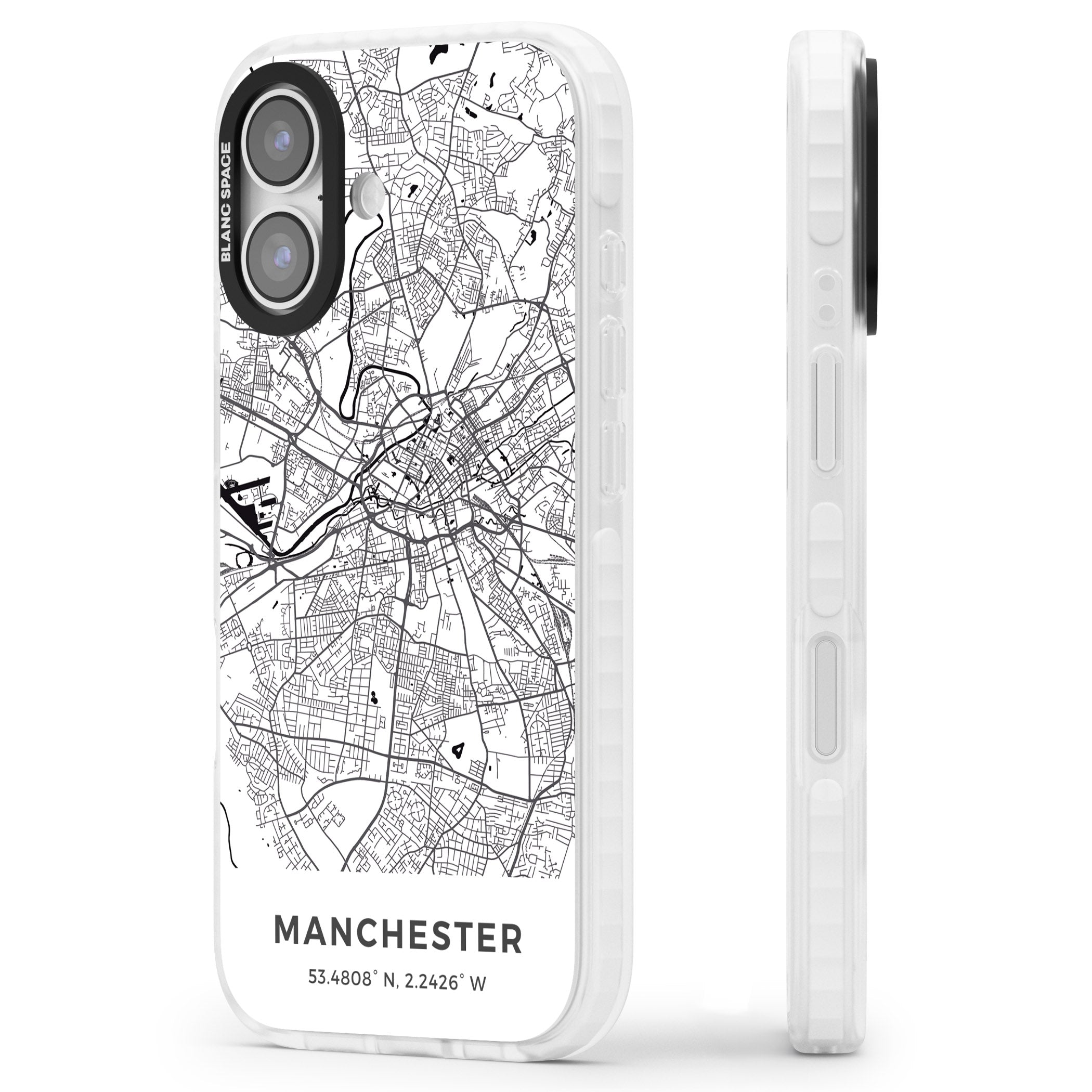 Manchester Map iPhone 17 Impact Pro Clear Phone Case Side Profile