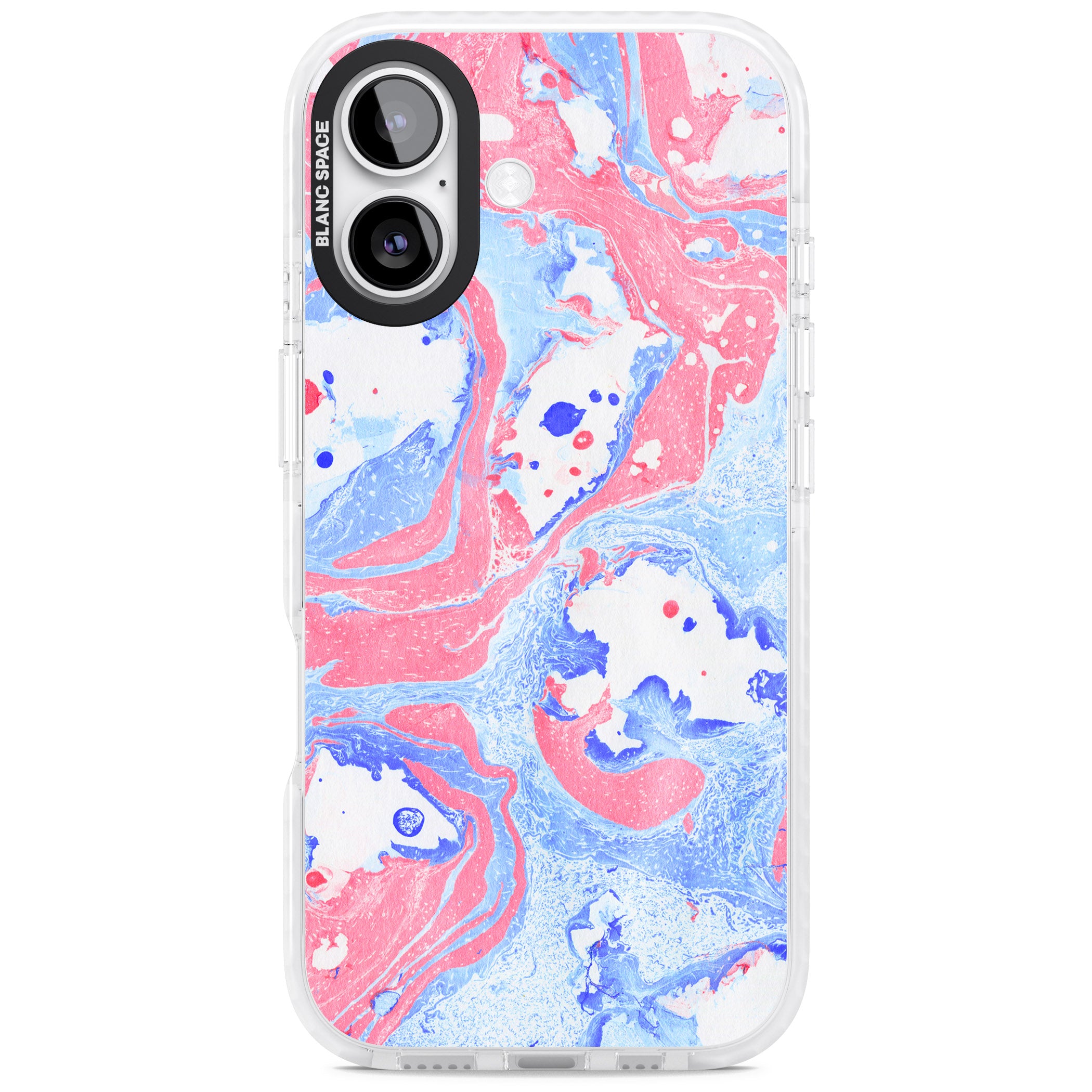 Pink, Blue & White Marbled Paper Pattern iPhone 17 Impact Pro Clear Phone Case
