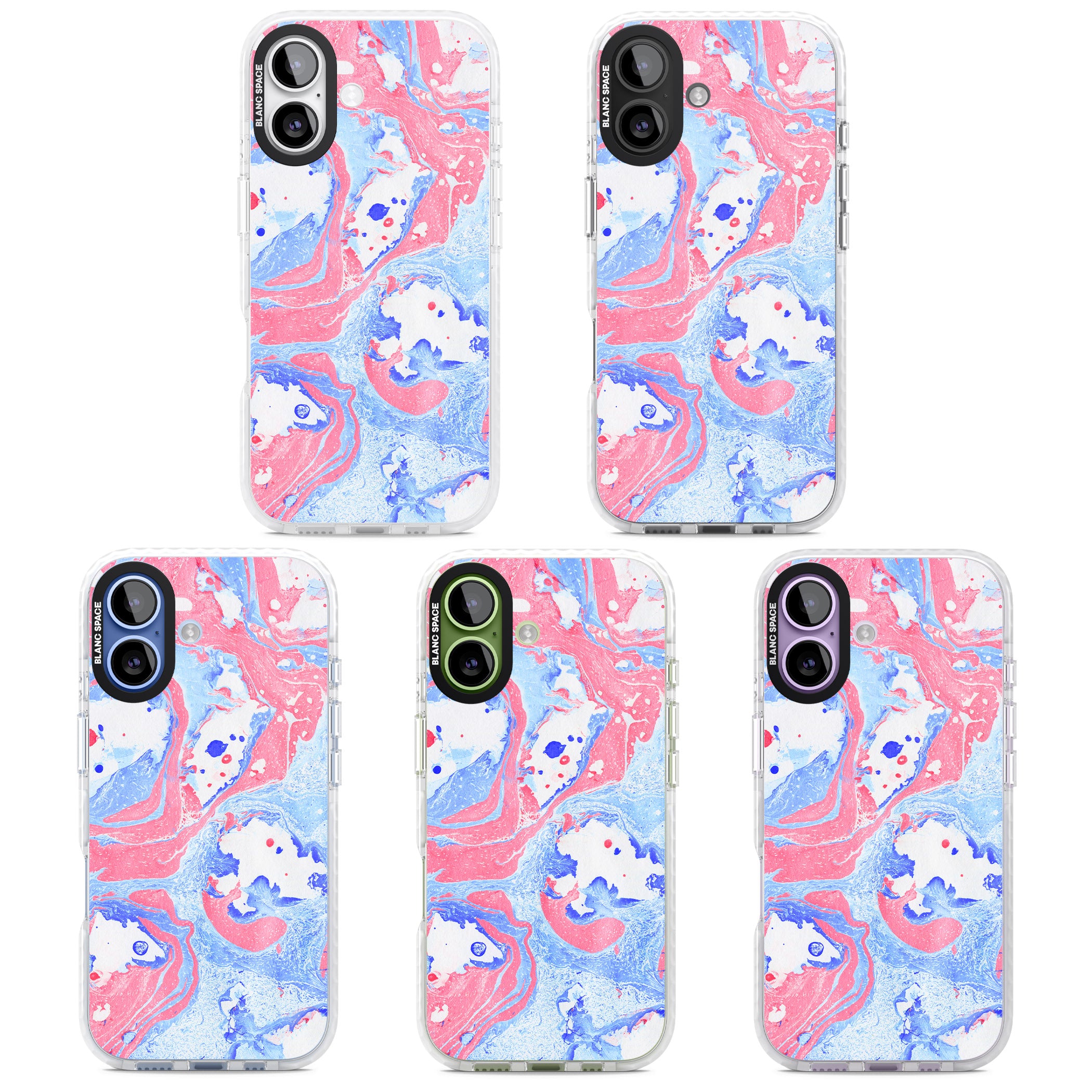 Pink, Blue & White Marbled Paper Pattern iPhone 17 Impact Pro Clear Phone Case APT Impact Protection