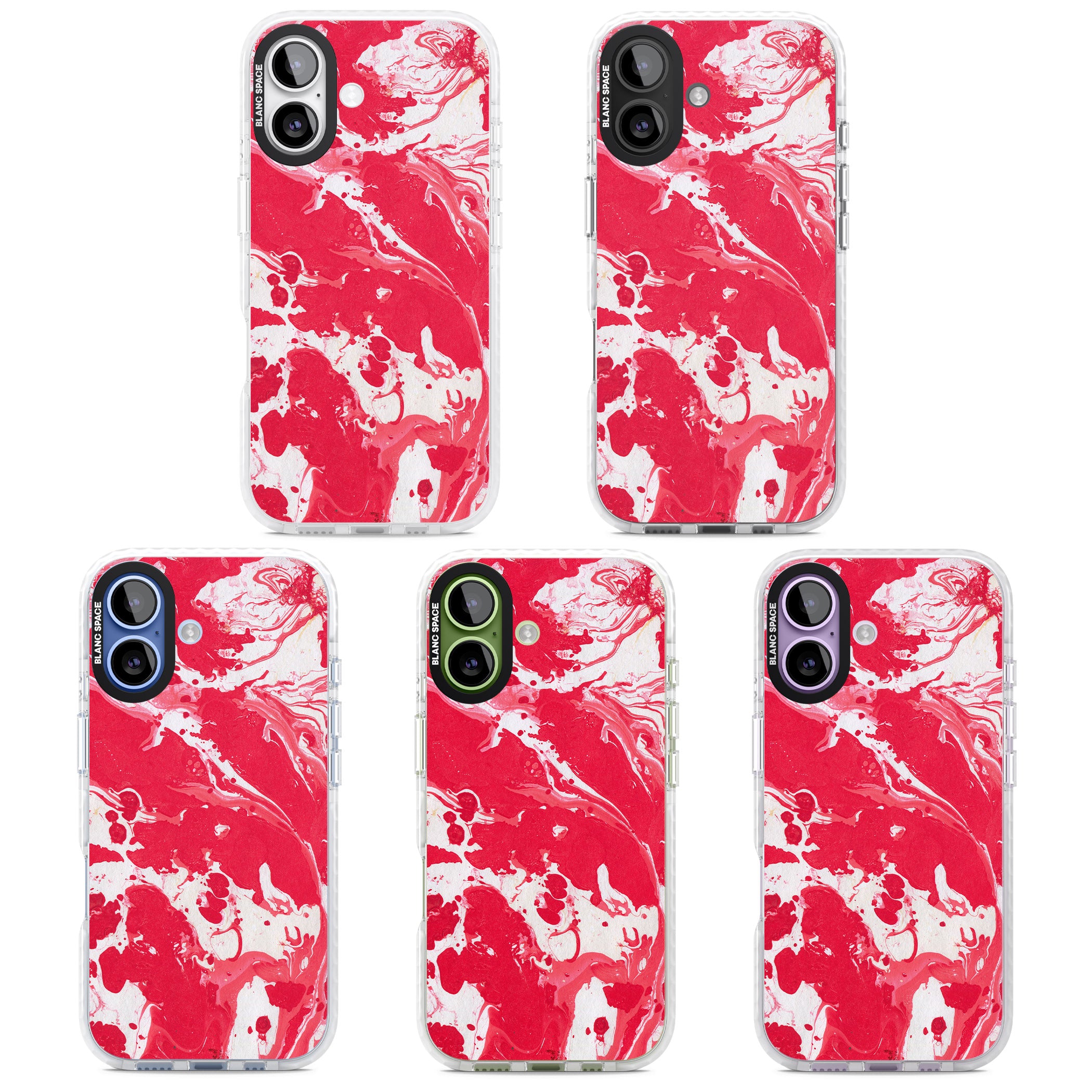 Red & White Marbled iPhone 17 Impact Pro Clear Phone Case APT Impact Protection