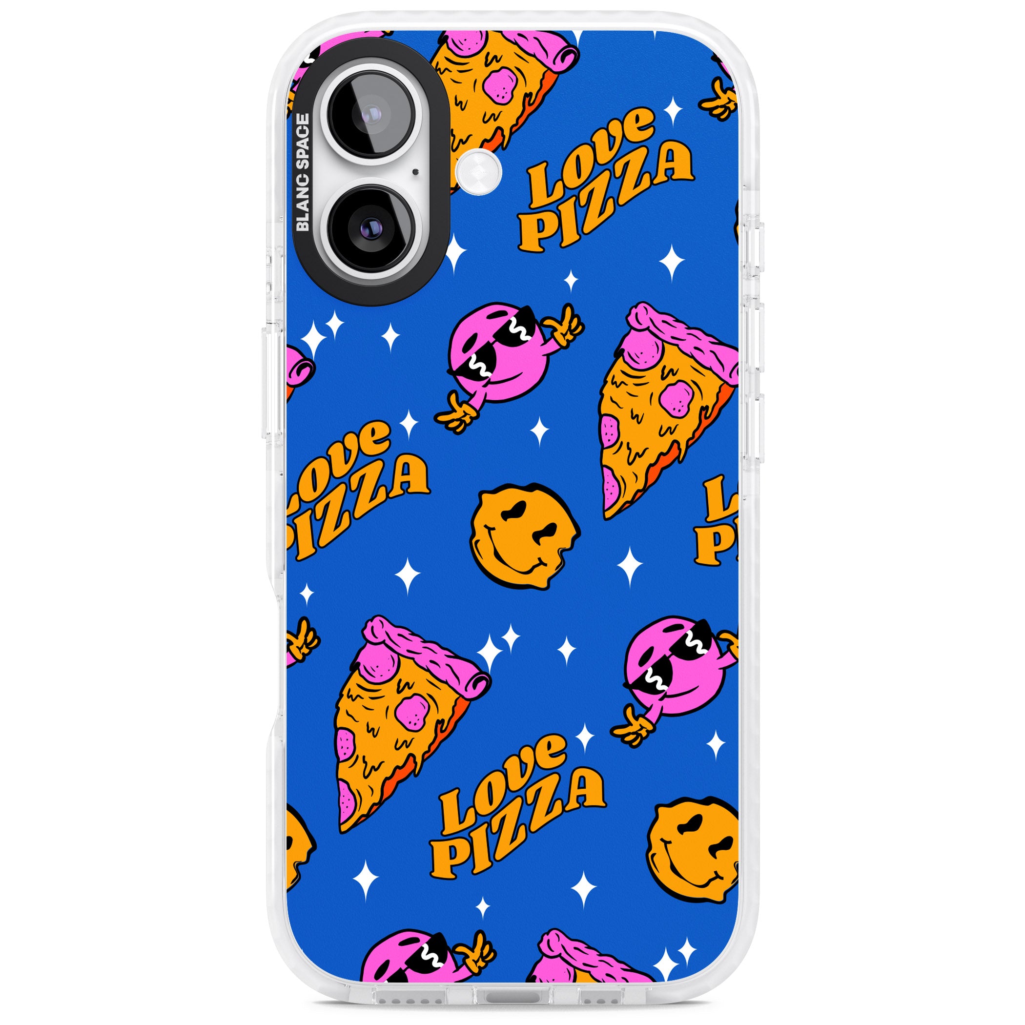 Psychedelic Love Pizza Pattern iPhone 17 Impact Pro Clear Phone Case