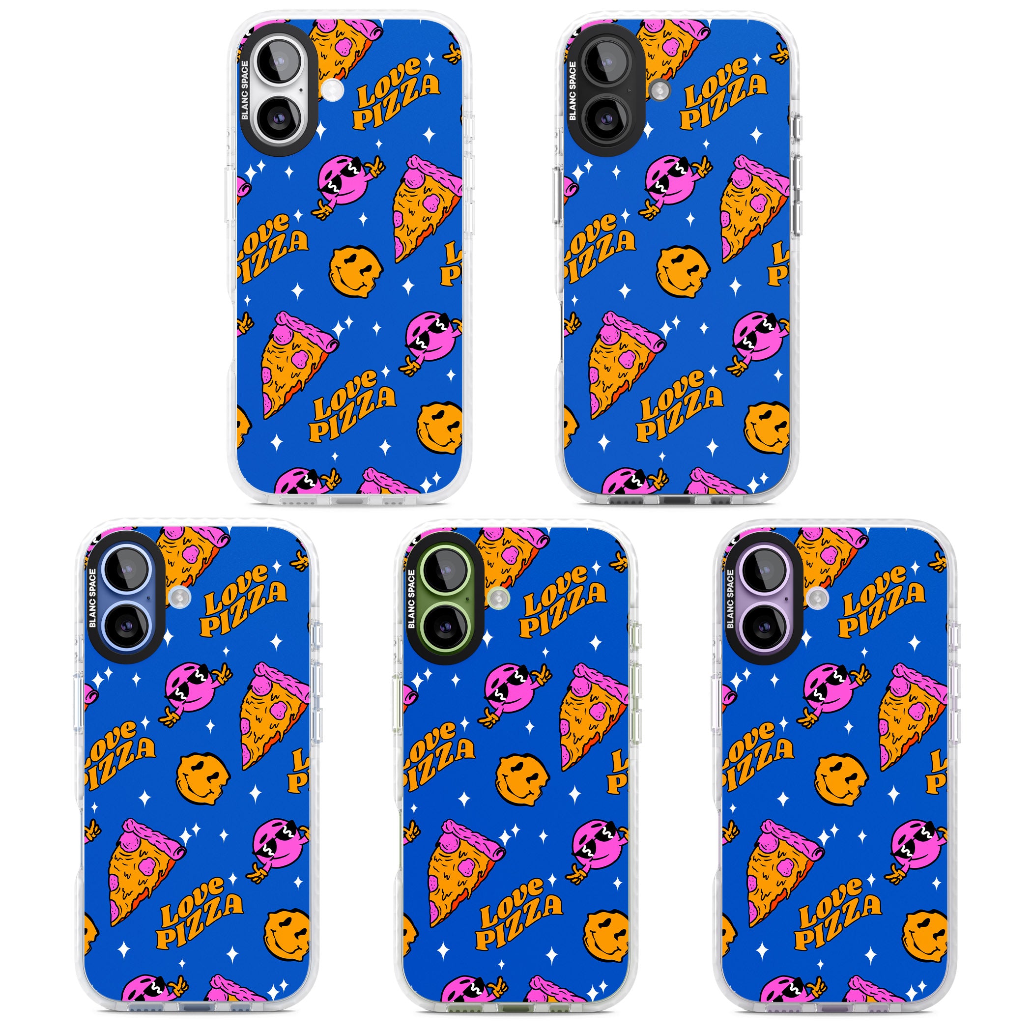 Psychedelic Love Pizza Pattern iPhone 17 Impact Pro Clear Phone Case APT Impact Protection