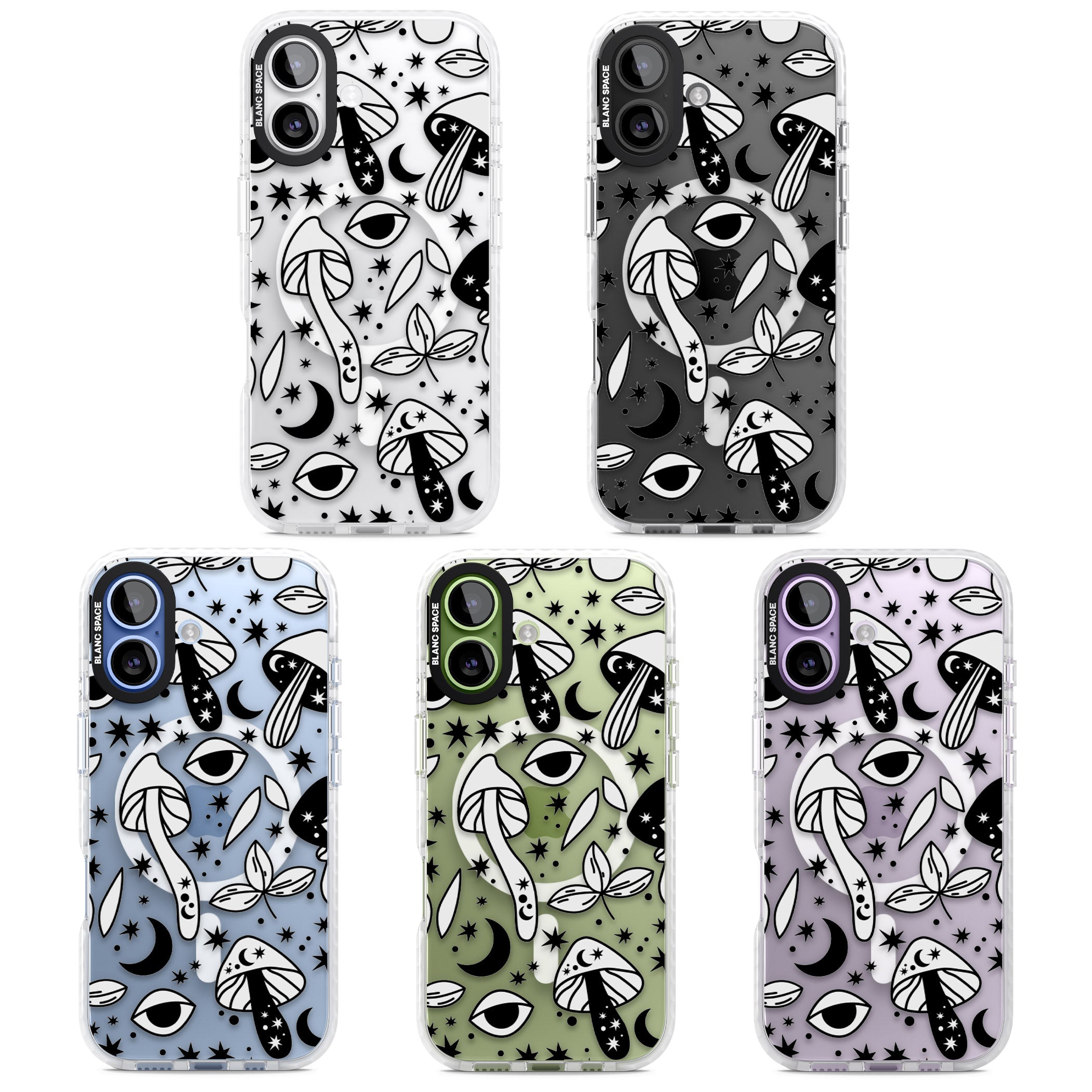Mystic Mushrooms Pattern iPhone 17 Impact Pro Clear Phone Case APT Impact Protection
