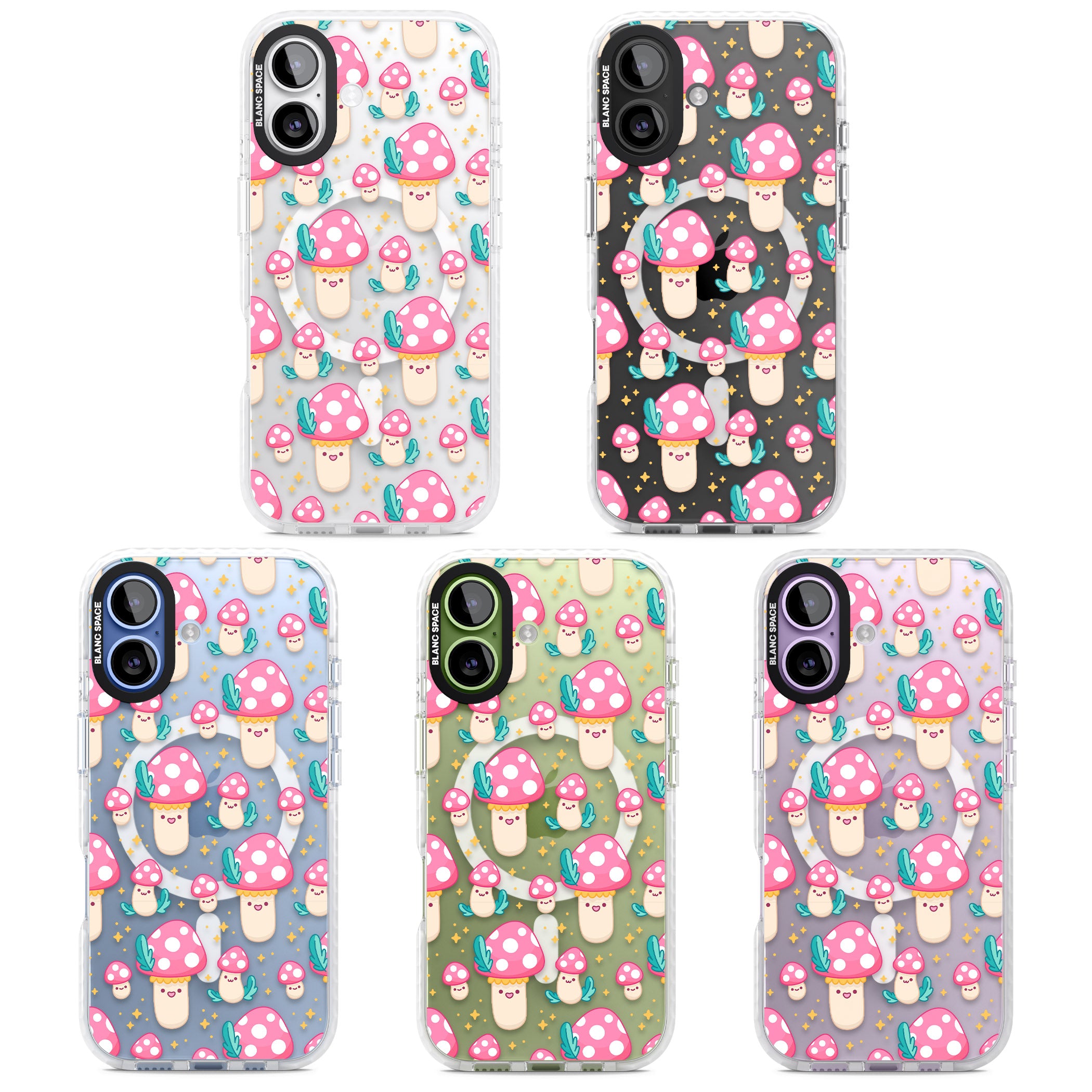 Cute Mushroom Pattern iPhone 17 Impact Pro Clear Phone Case APT Impact Protection