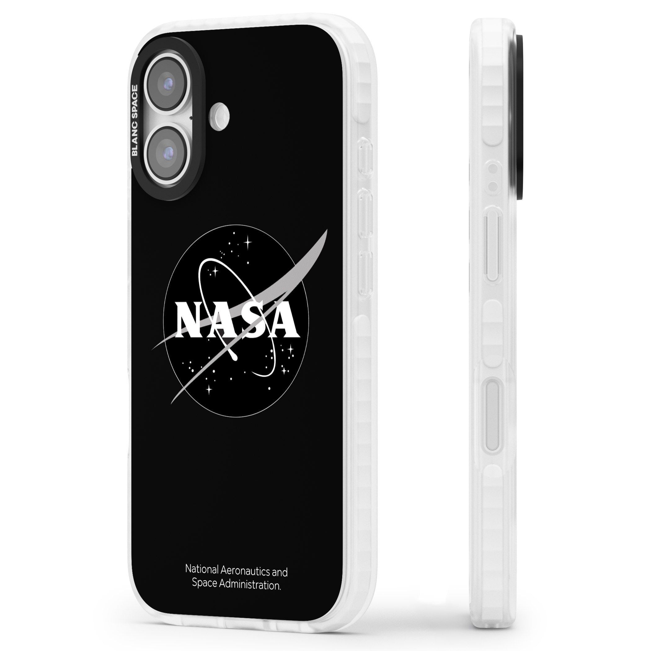 Dark Nasa Meatball iPhone 17 Impact Pro Clear Phone Case Side Profile