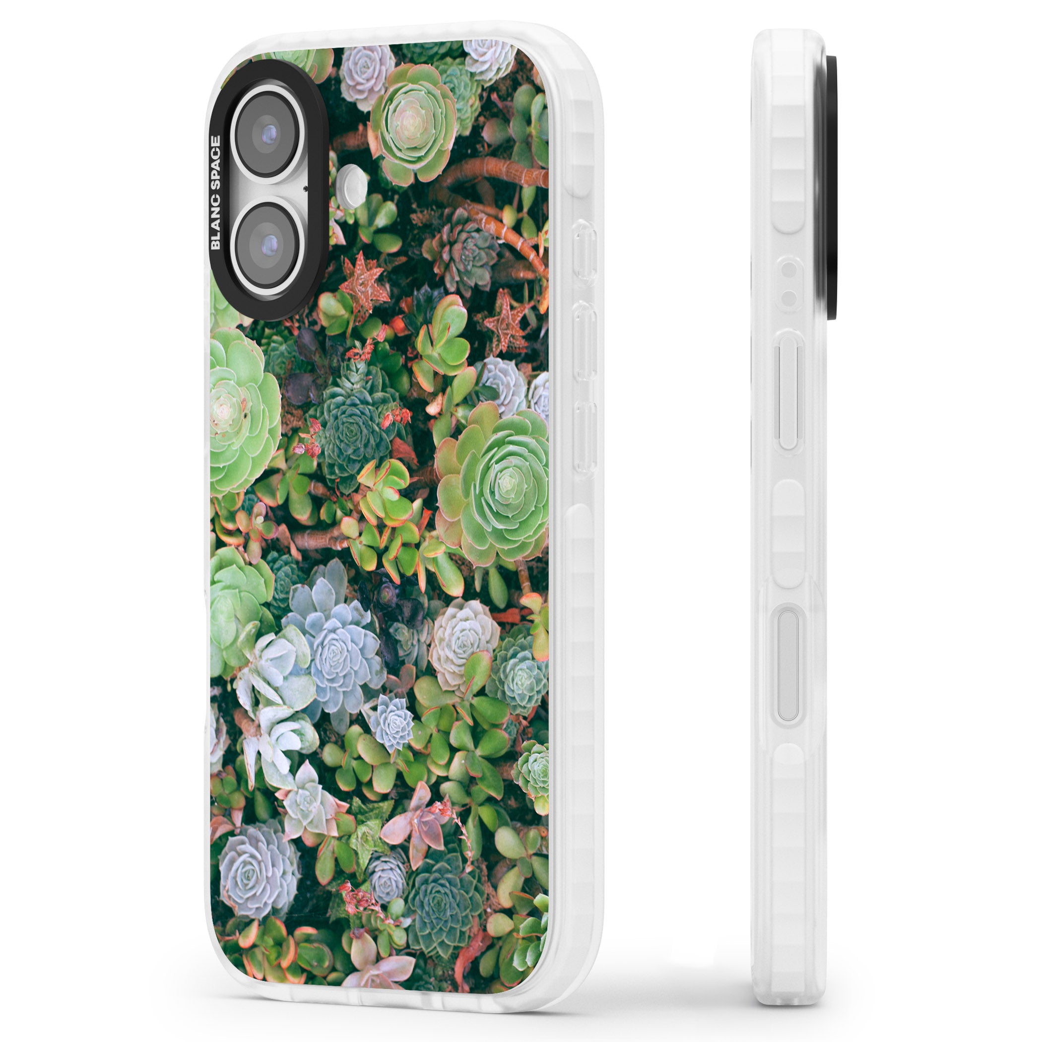 Succulent Garden iPhone 17 Impact Pro Clear Phone Case Side Profile