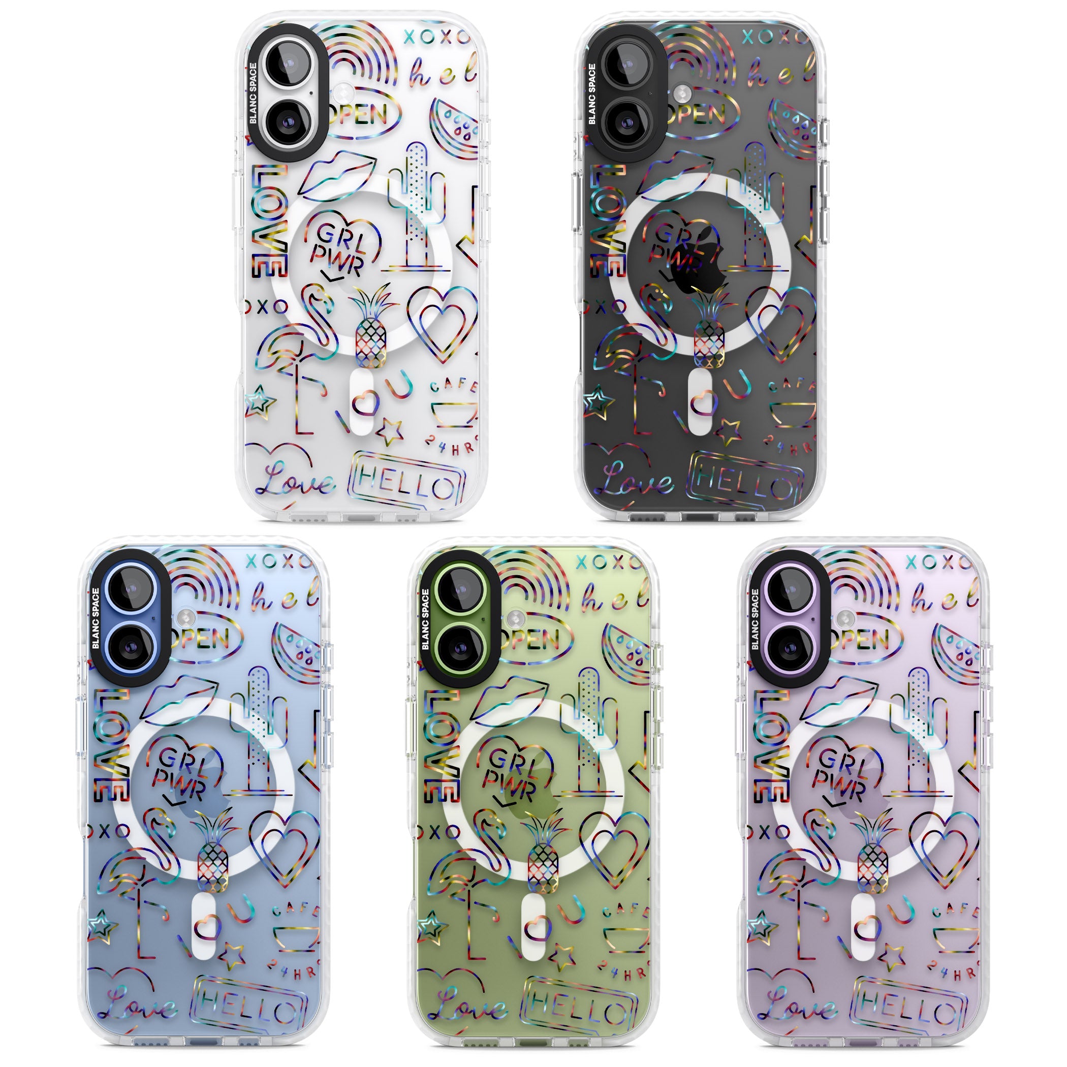 Funky Nebula Neon Sign iPhone 17 Impact Pro Clear Phone Case APT Impact Protection