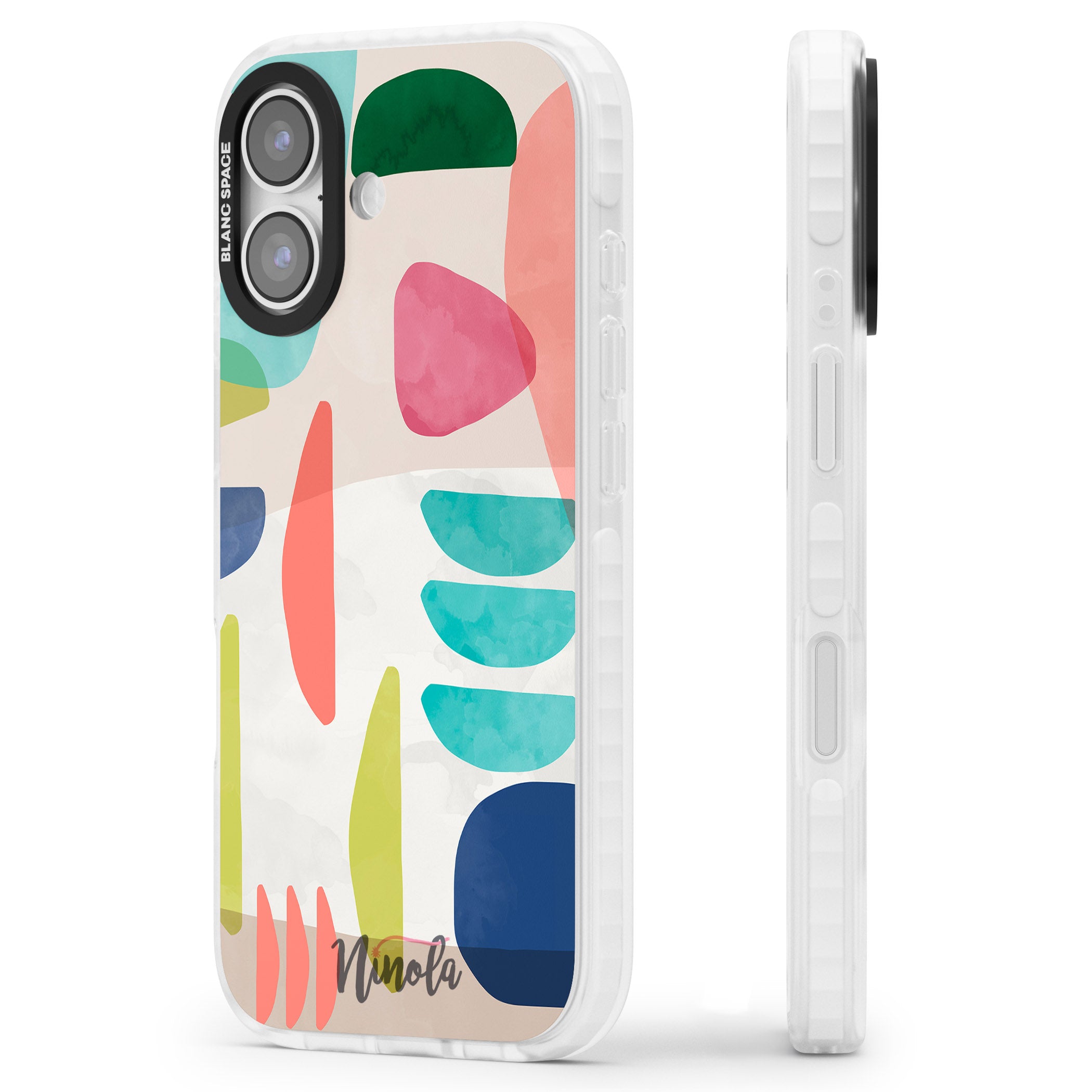 Bold Colorful Shapes iPhone 17 Impact Pro Clear Phone Case Side Profile