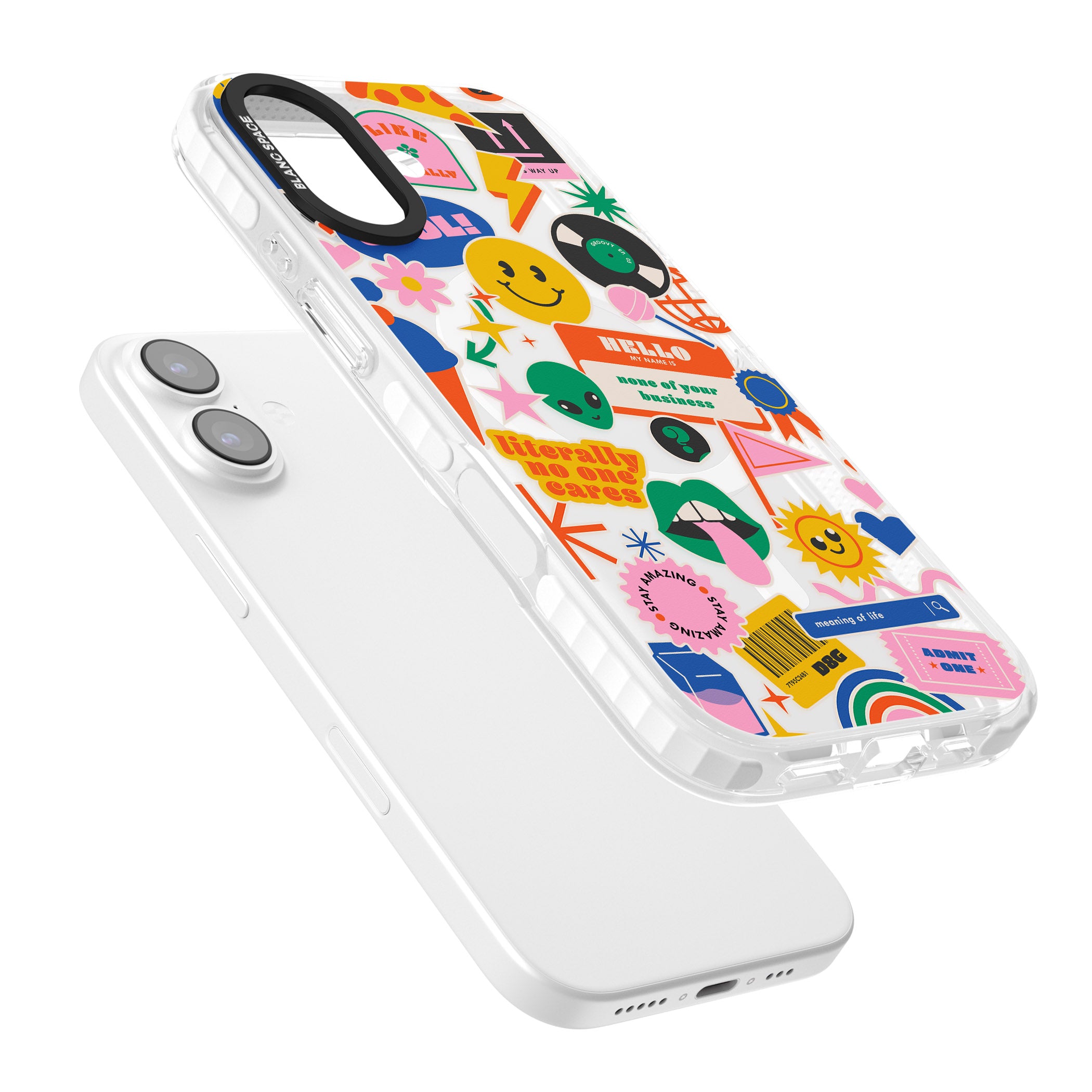 Nostalgic Sticker Vibes iPhone 17 Impact Pro Clear Phone Case Colours