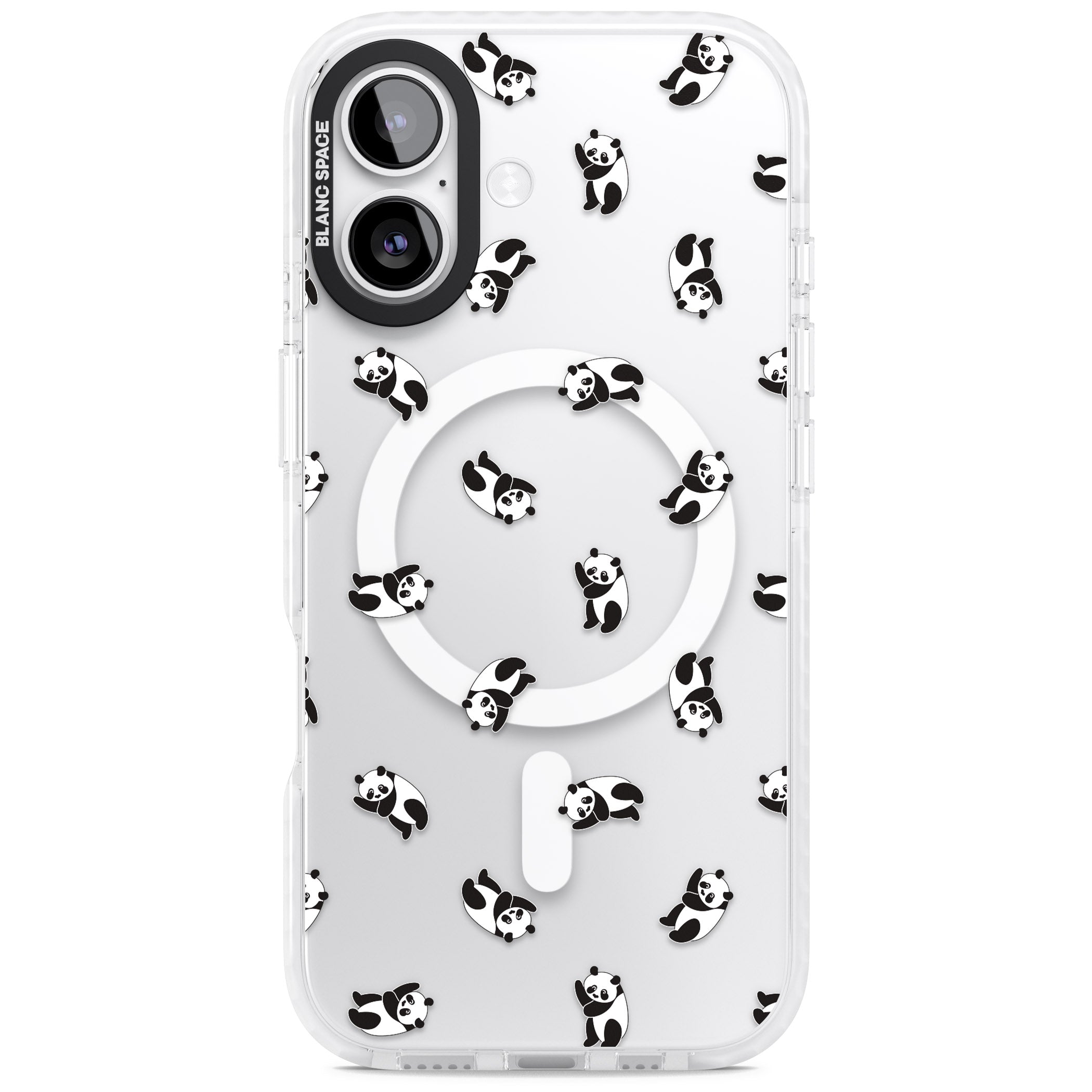 Tiny Panda Pattern iPhone 17 Impact Pro Clear Phone Case