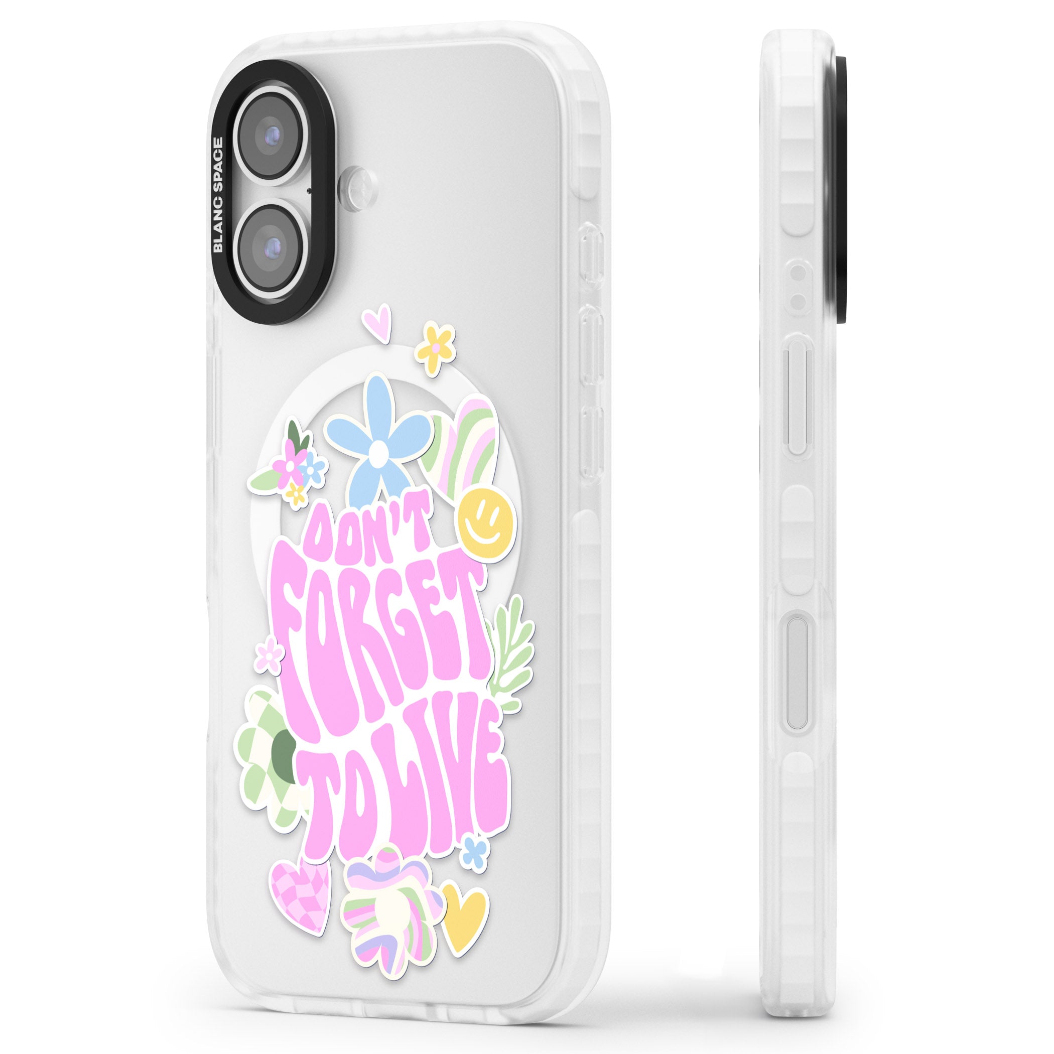 Don'T Forget To Live iPhone 17 Impact Pro Clear Phone Case Side Profile