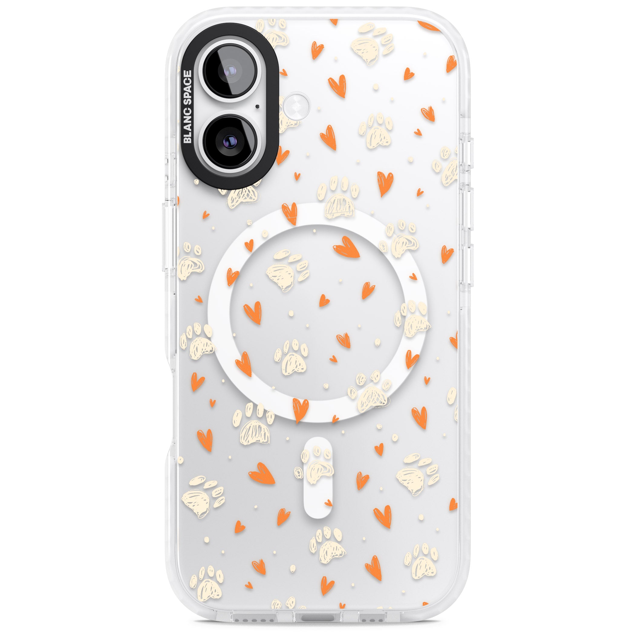 Paws And Hearts Pattern iPhone 17 Impact Pro Clear Phone Case