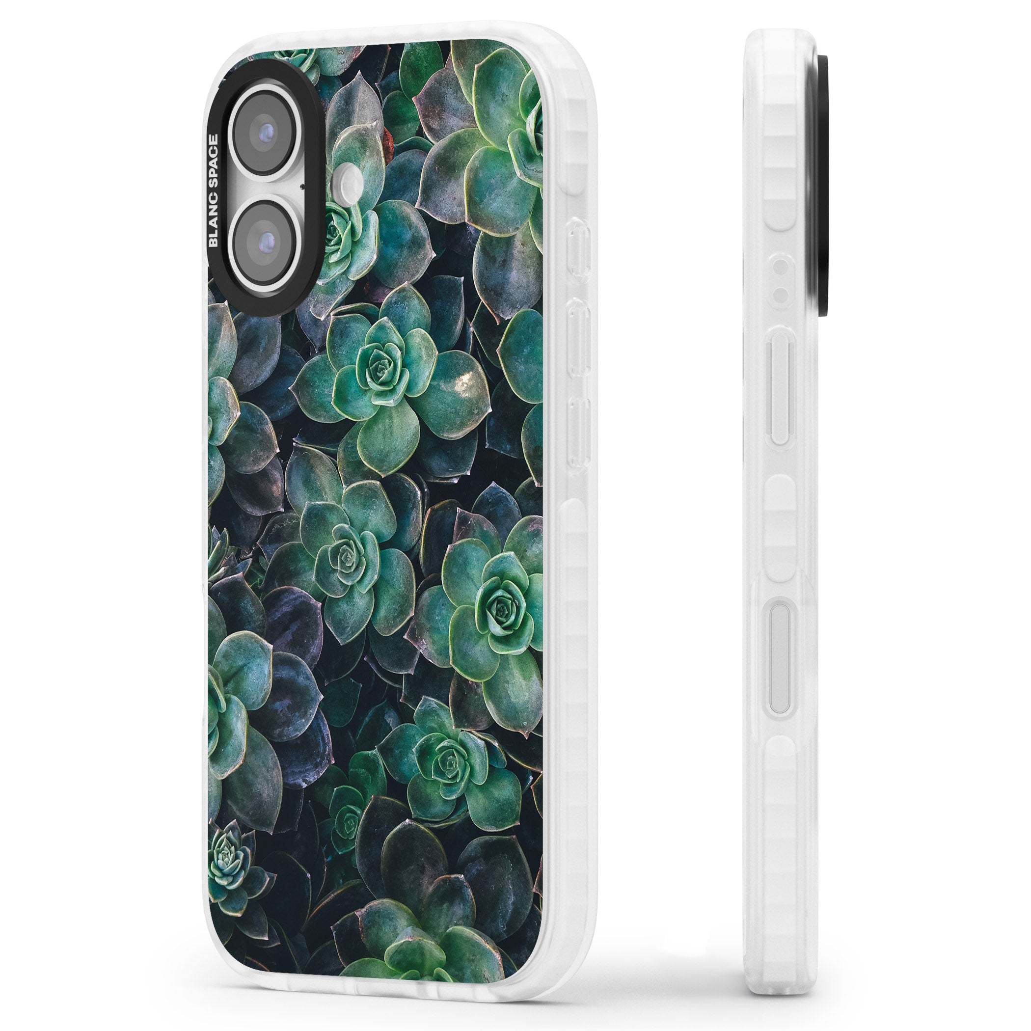 Succulent Bloom Botanical iPhone 17 Impact Pro Clear Phone Case Side Profile