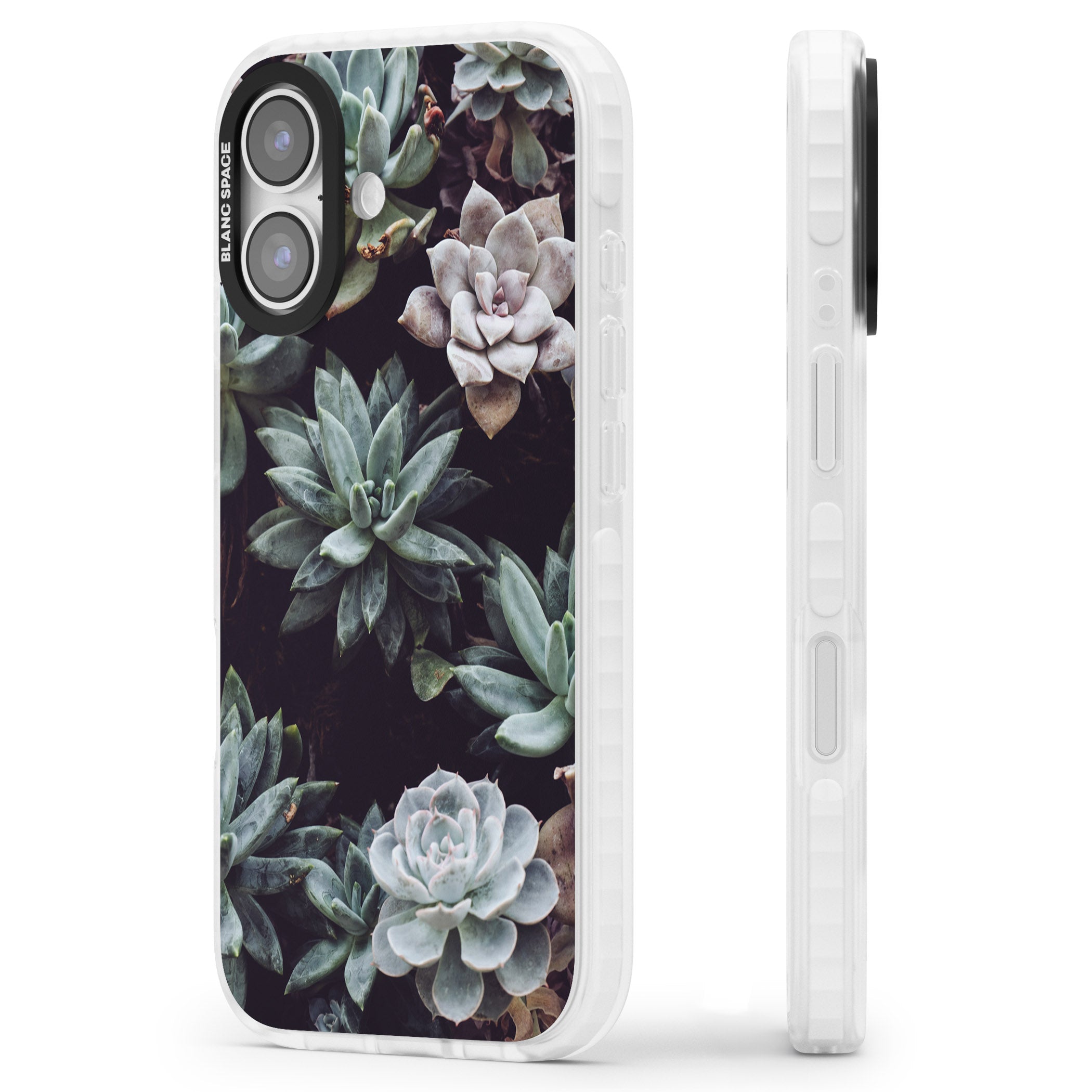 Succulent Bloom Mixed iPhone 17 Impact Pro Clear Phone Case Side Profile