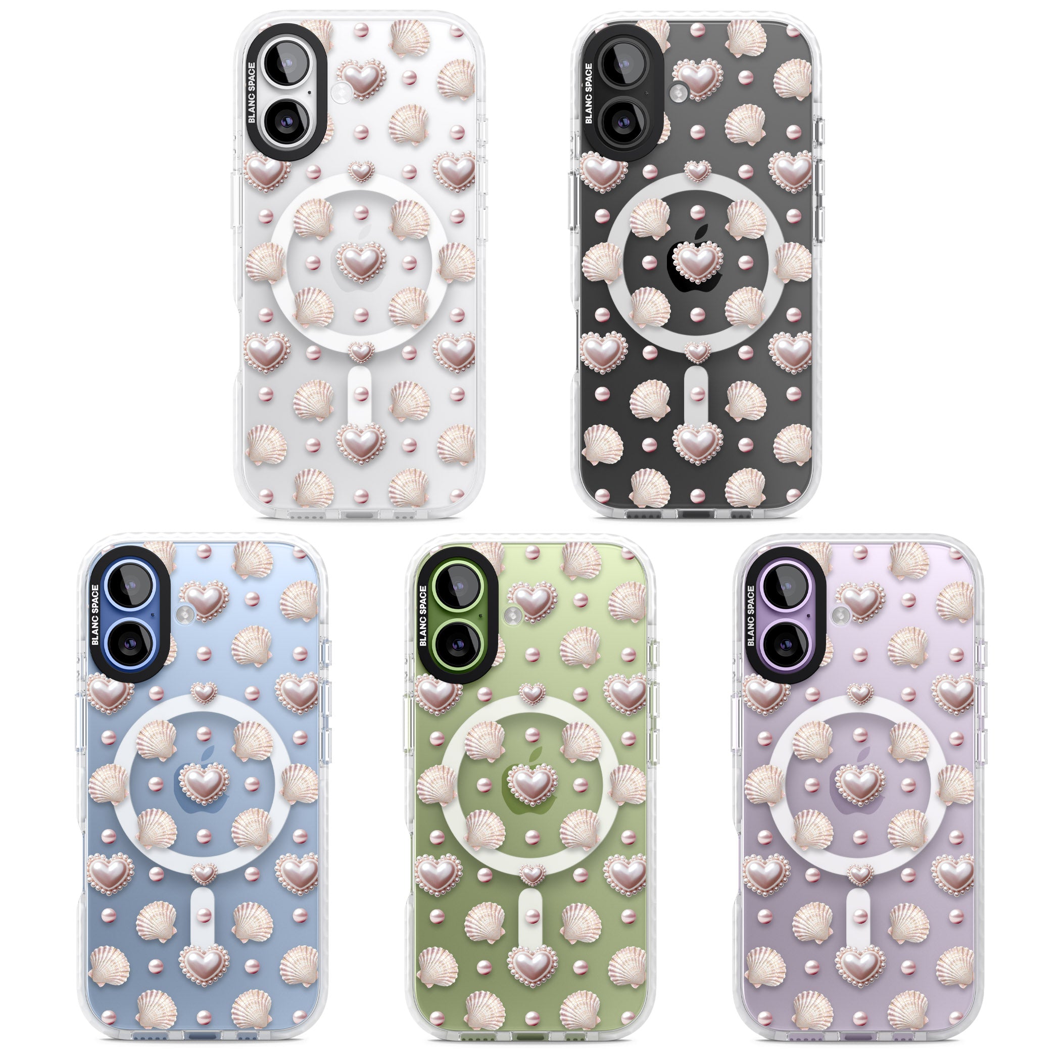 Pearl Hearts iPhone 17 Impact Pro Clear Phone Case APT Impact Protection