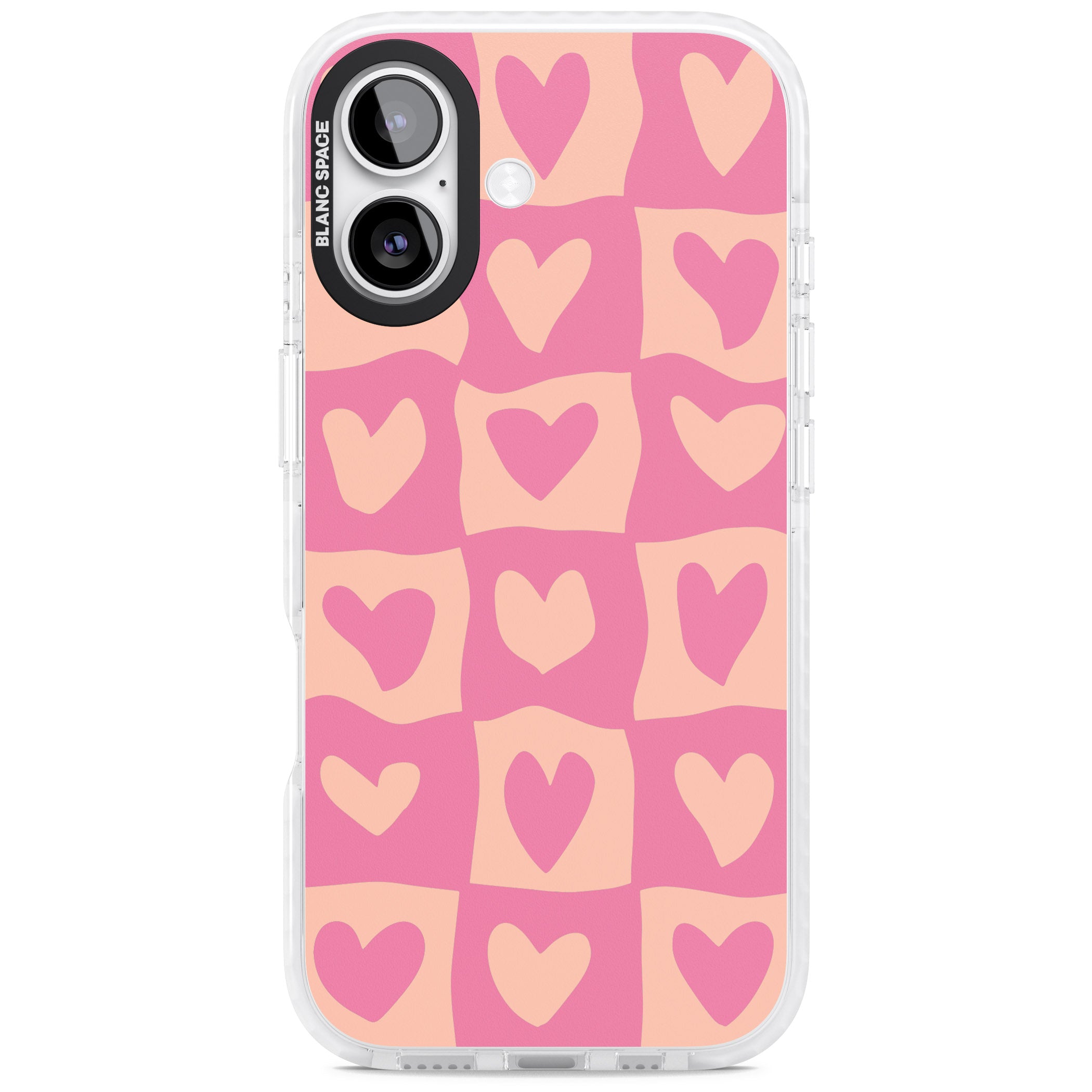Pink Wavy Checked Hearts iPhone 17 Impact Pro Clear Phone Case