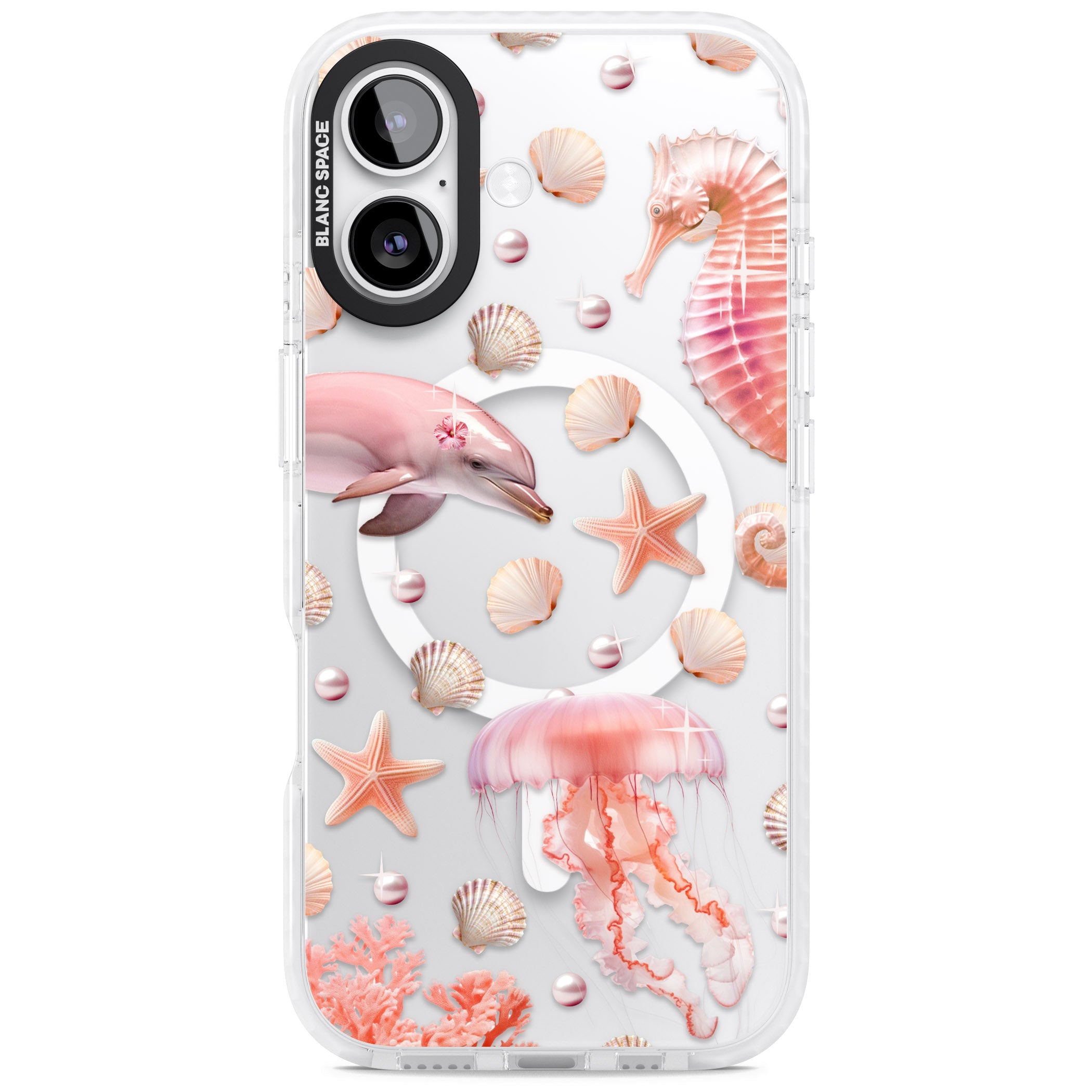 Pink Sealife iPhone 17 Impact Pro Clear Phone Case