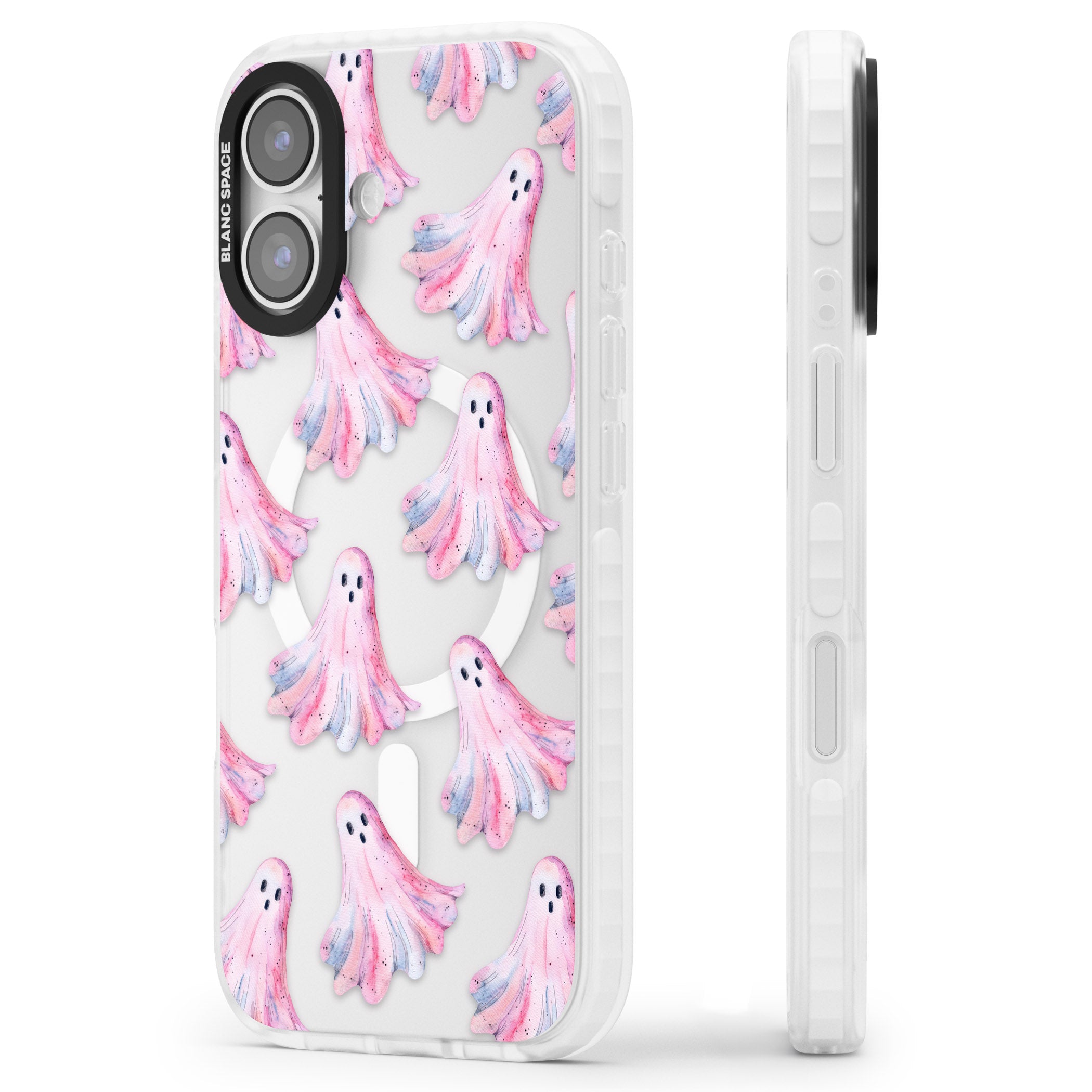 Pink Ghosts iPhone 17 Impact Pro Clear Phone Case Side Profile