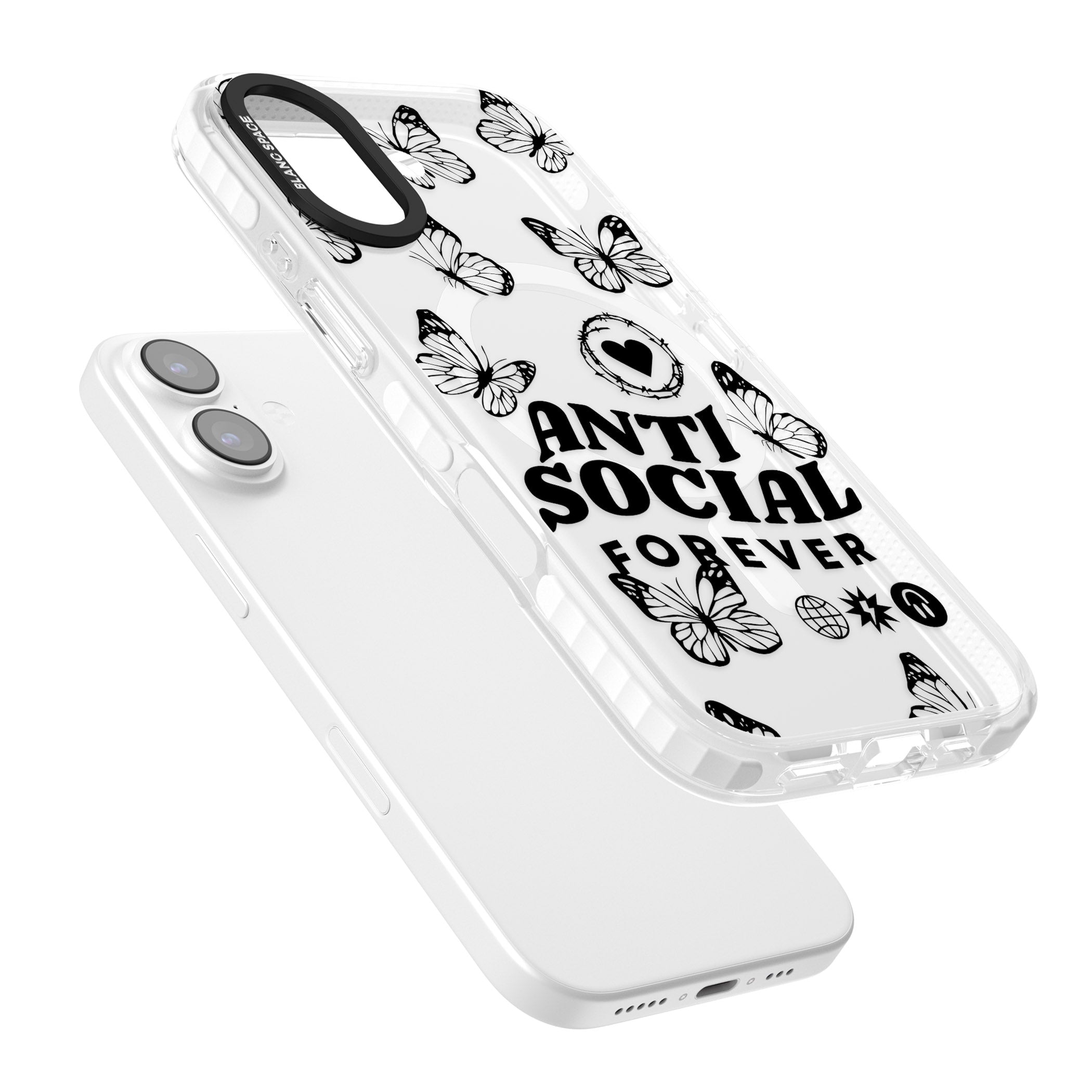 Anti Social Forever iPhone 17 Impact Pro Clear Phone Case Colours