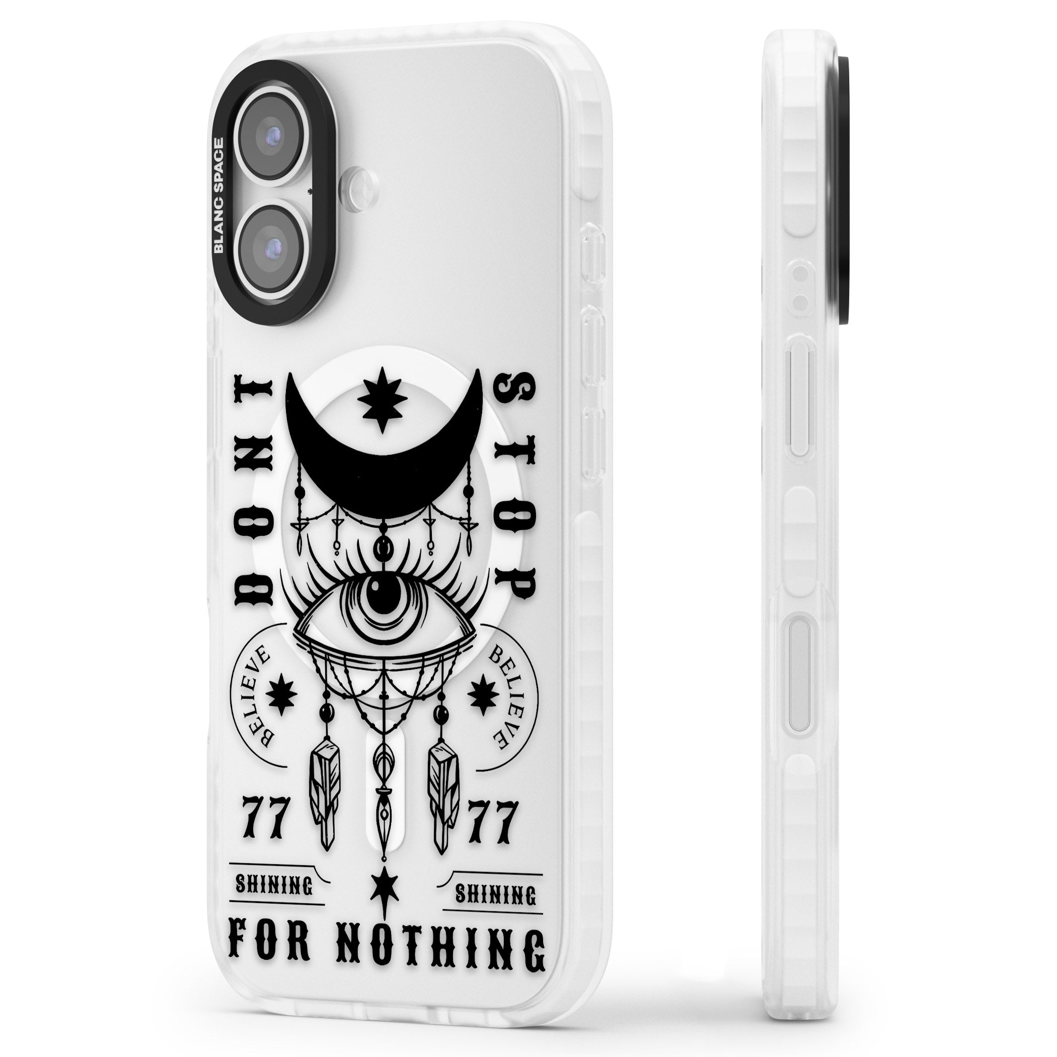 Dont Stop For Nothing iPhone 17 Impact Pro Clear Phone Case Side Profile