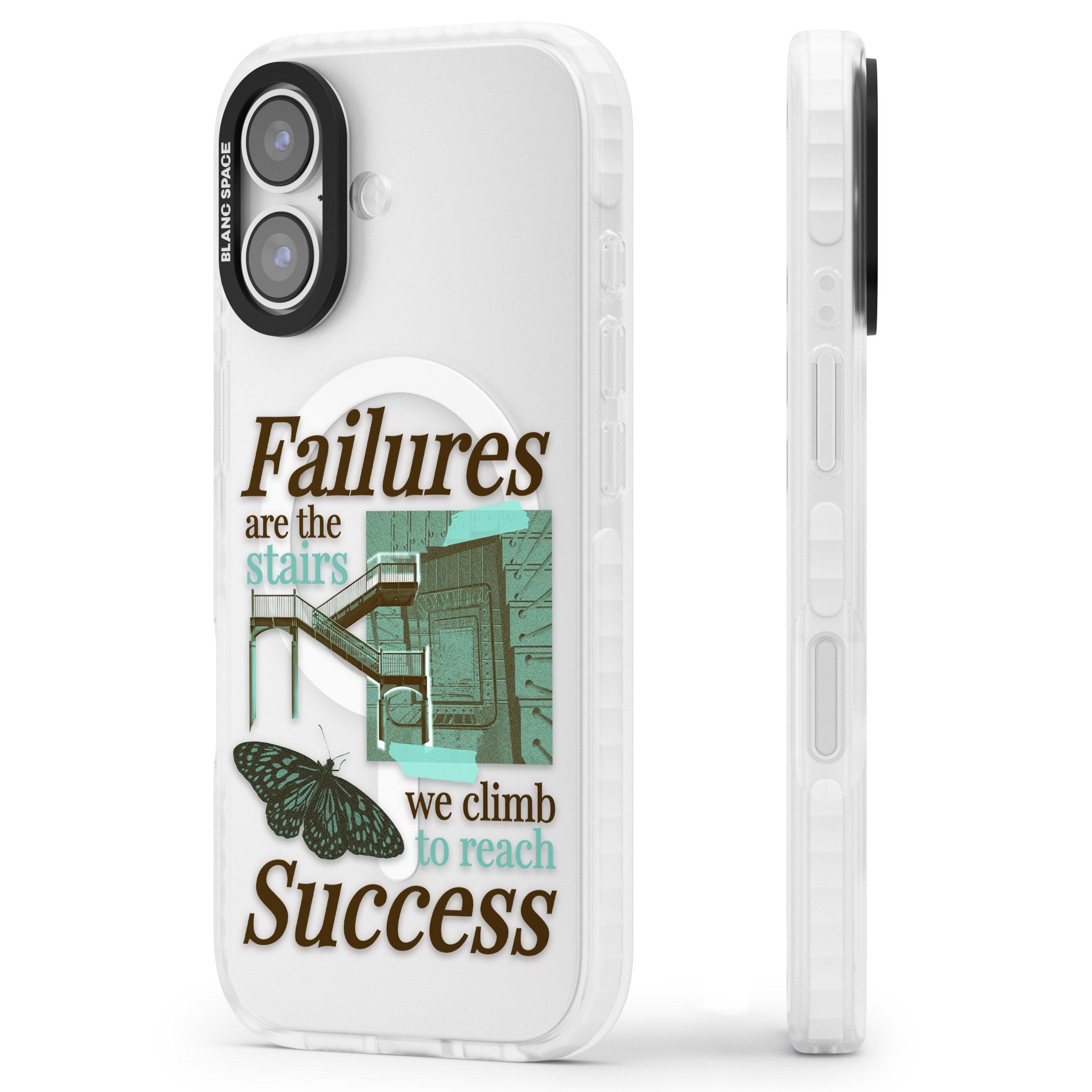 Fail To Succeed iPhone 17 Impact Pro Clear Phone Case Side Profile