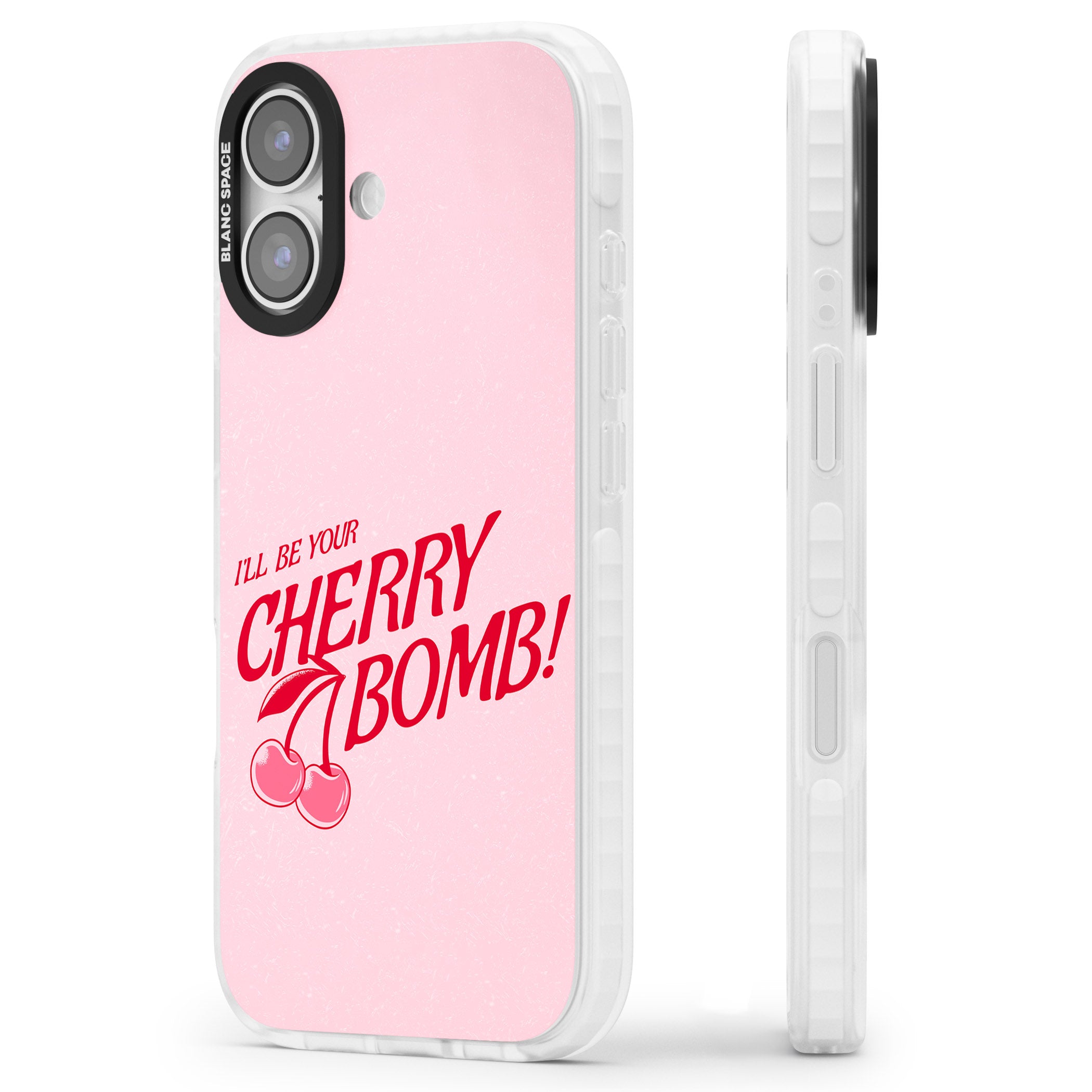 Your Cherry Bomb iPhone 17 Impact Pro Clear Phone Case Side Profile